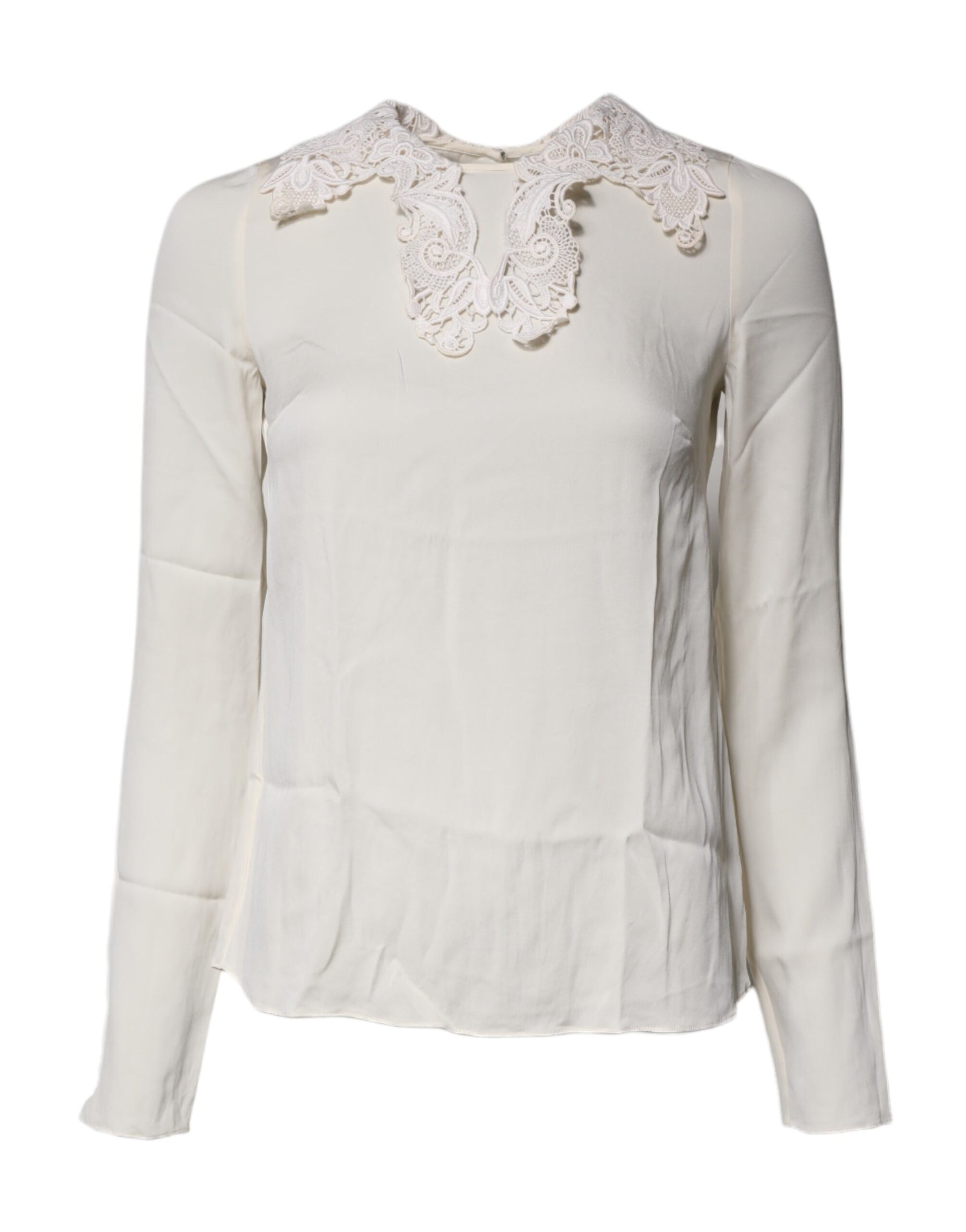 Dolce & Gabbana Cream Floral Lace Long Sleeves Blouse Top | Regal Royce