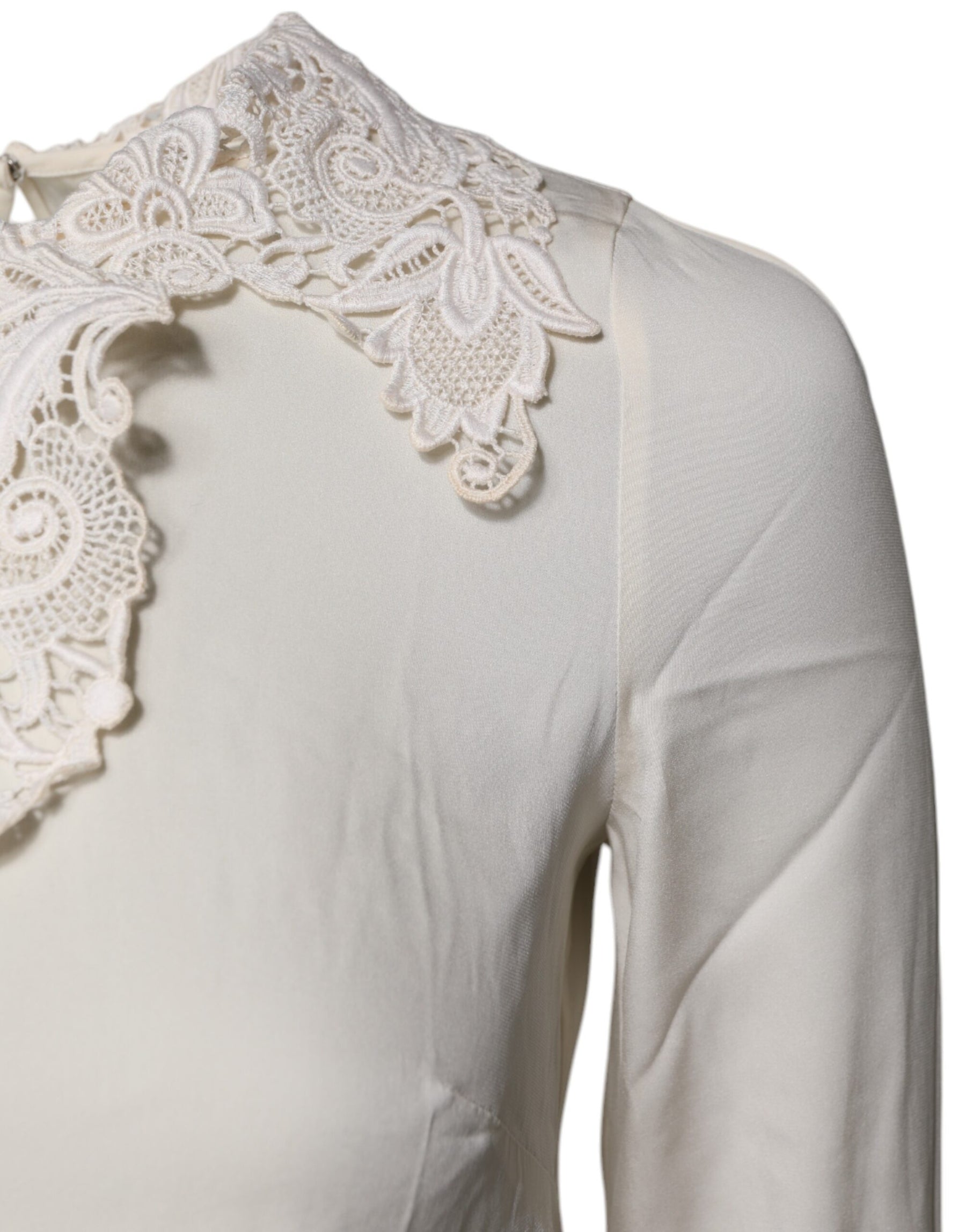 Dolce & Gabbana Cream Floral Lace Long Sleeves Blouse Top | Regal Royce