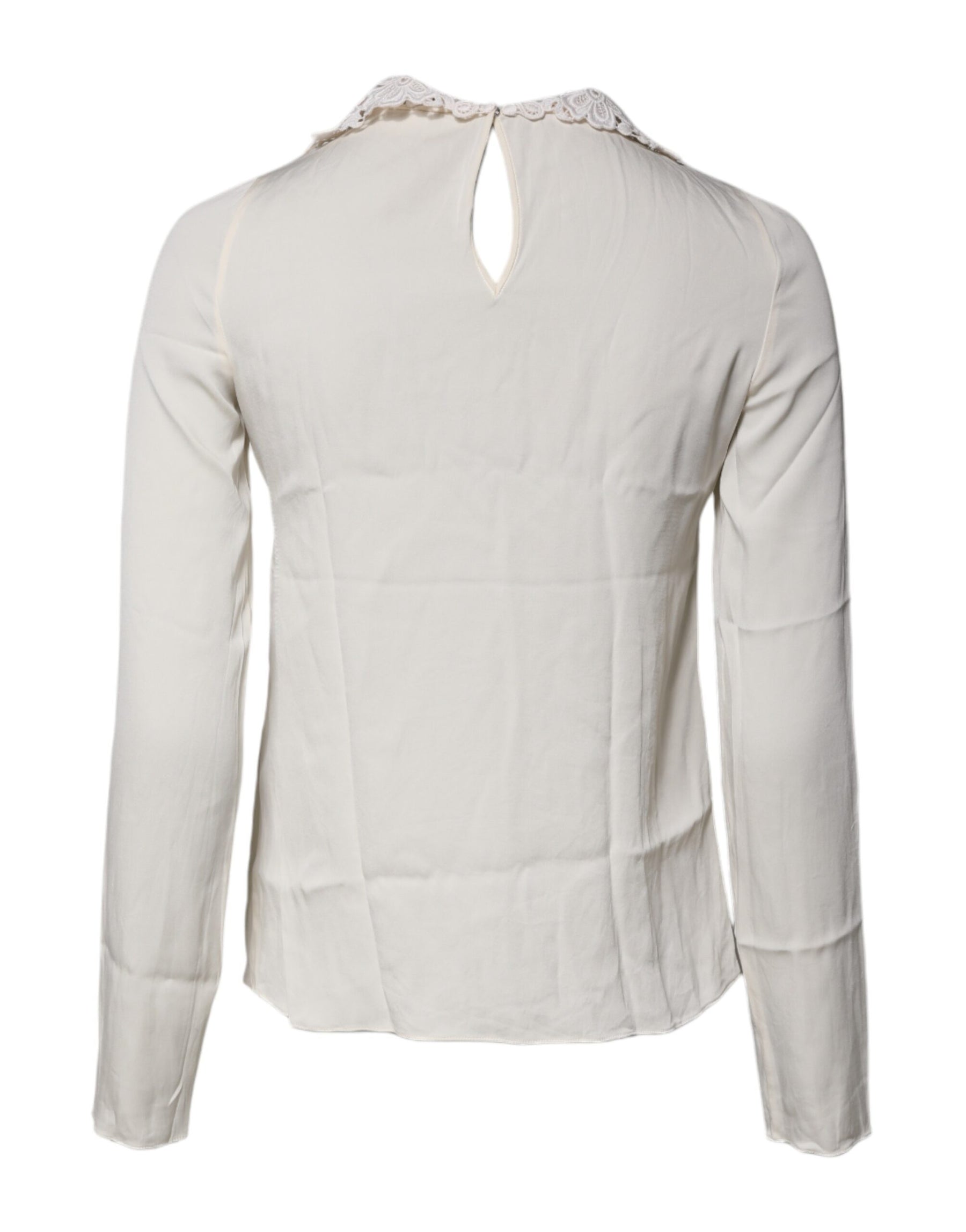 Dolce & Gabbana Cream Floral Lace Long Sleeves Blouse Top | Regal Royce