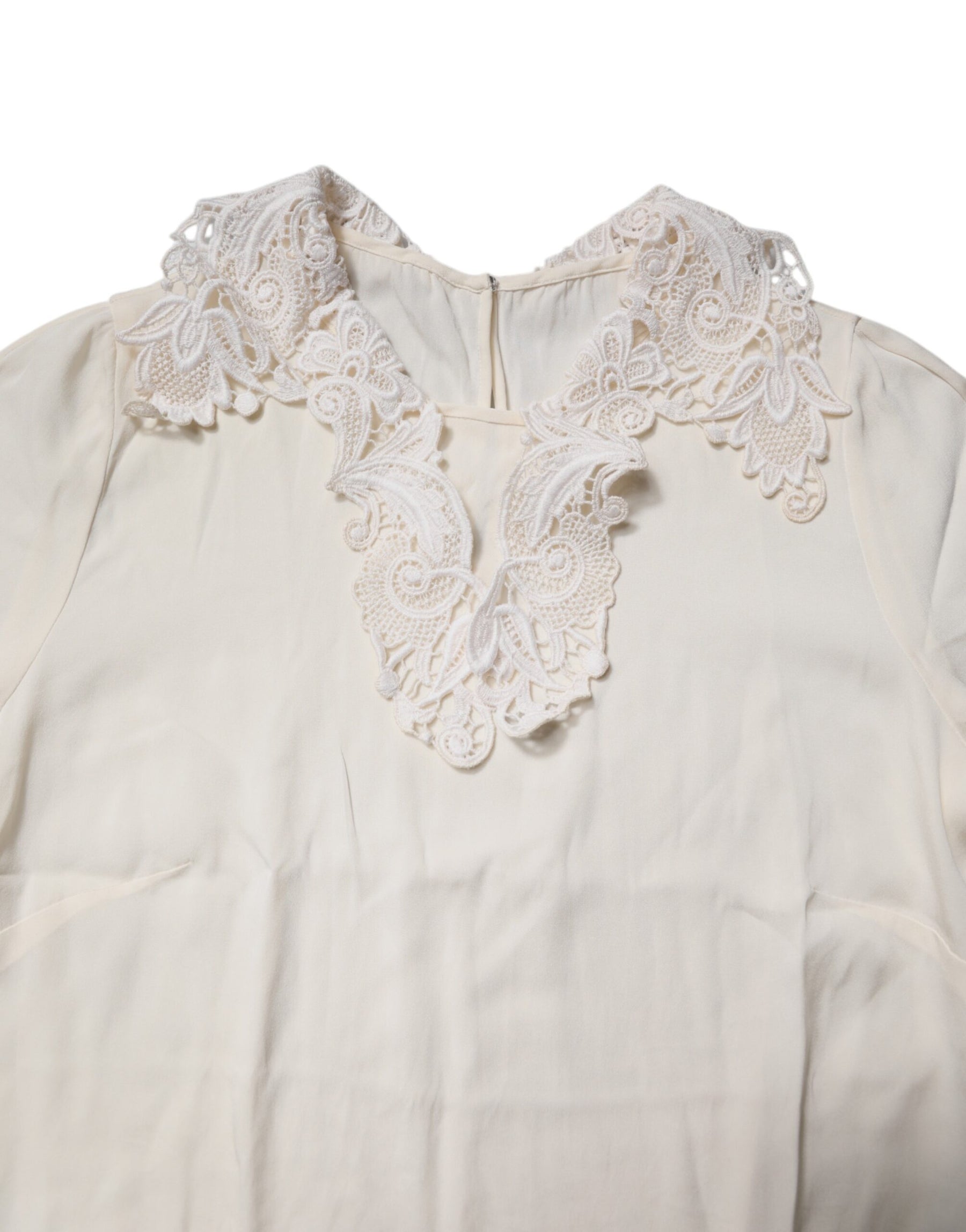 Dolce & Gabbana Cream Floral Lace Long Sleeves Blouse Top | Regal Royce