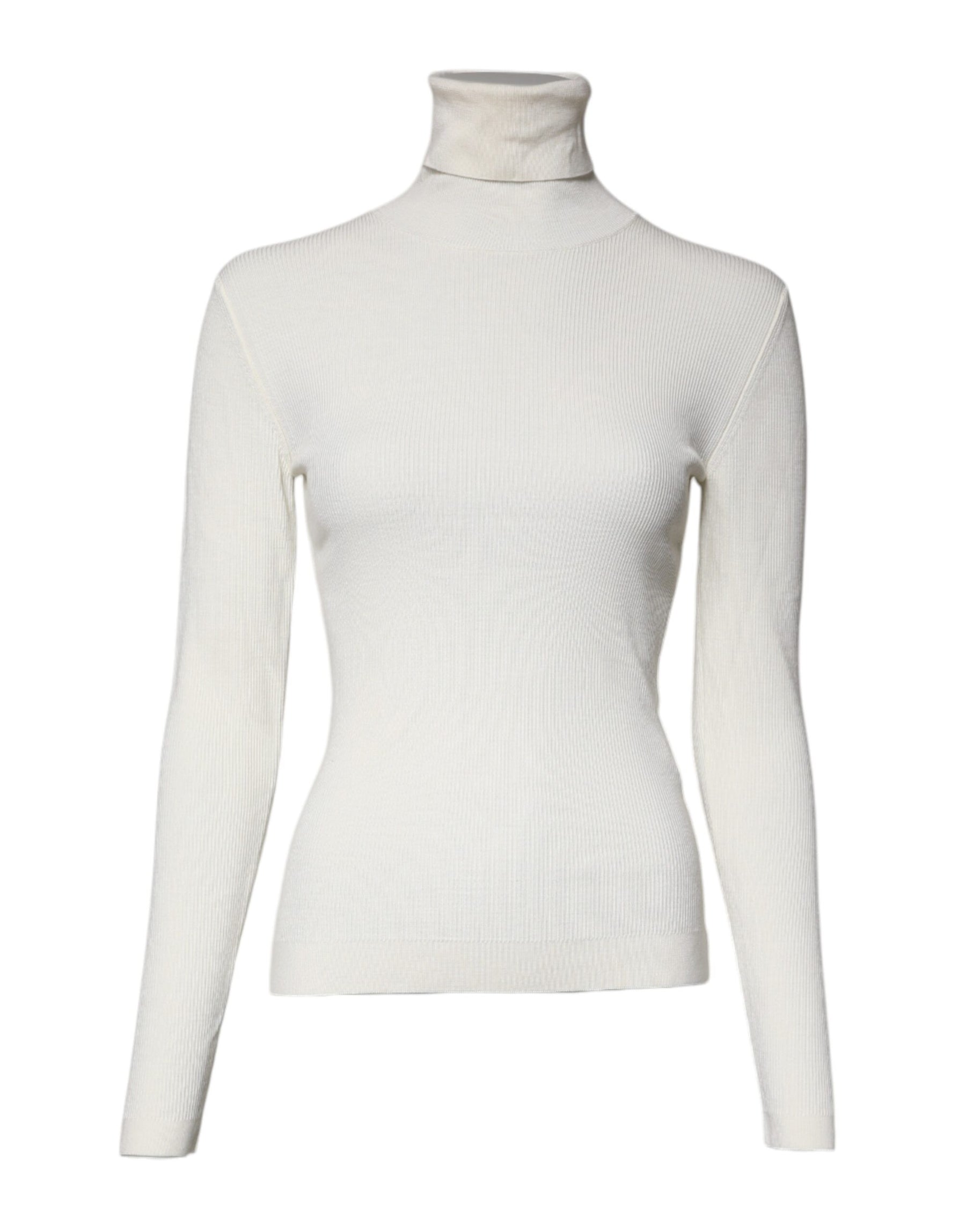 Dolce & Gabbana Cream Long Sleeves Turtleneck Slim Sweater | Regal Royce