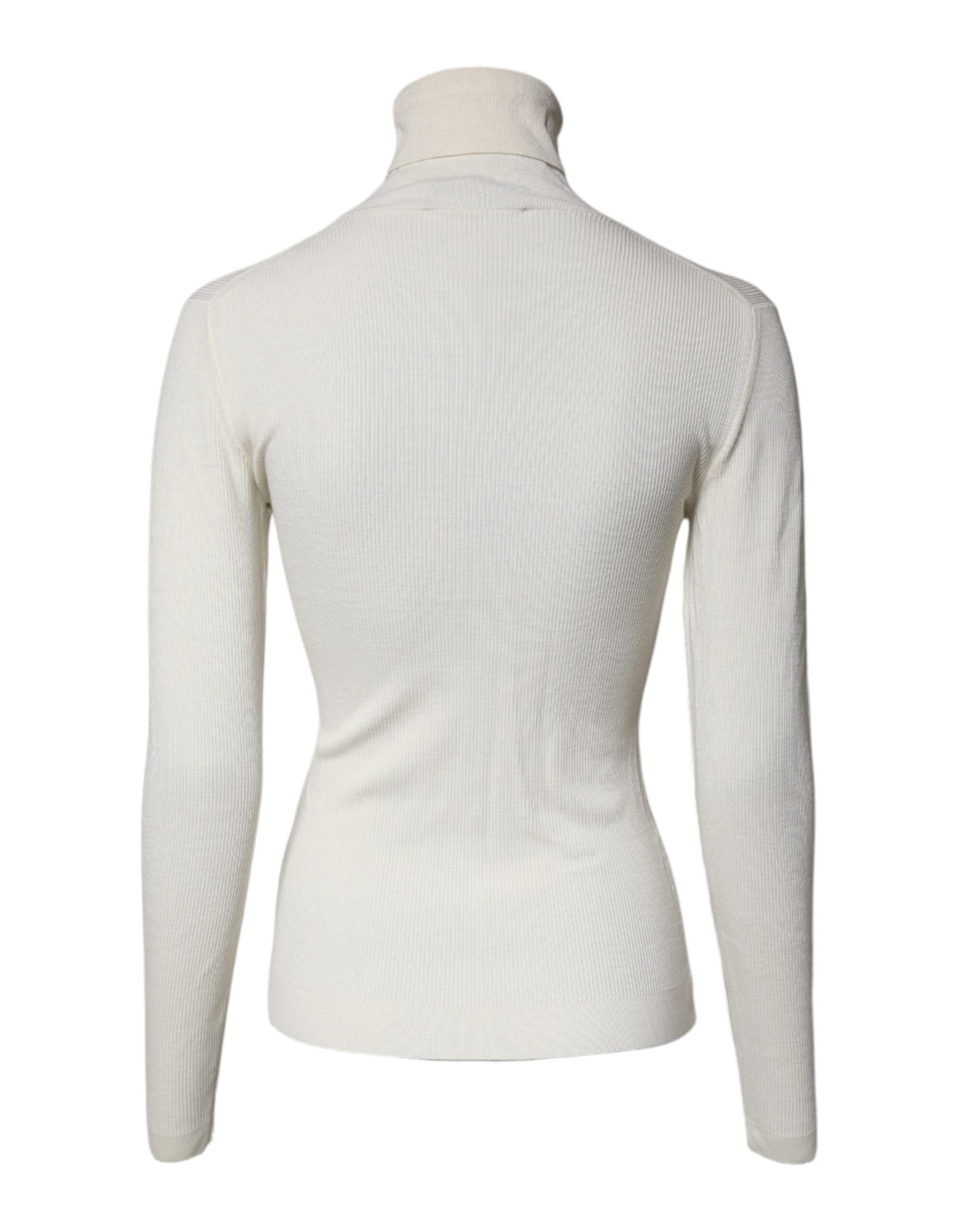 Dolce & Gabbana Cream Long Sleeves Turtleneck Slim Sweater | Regal Royce