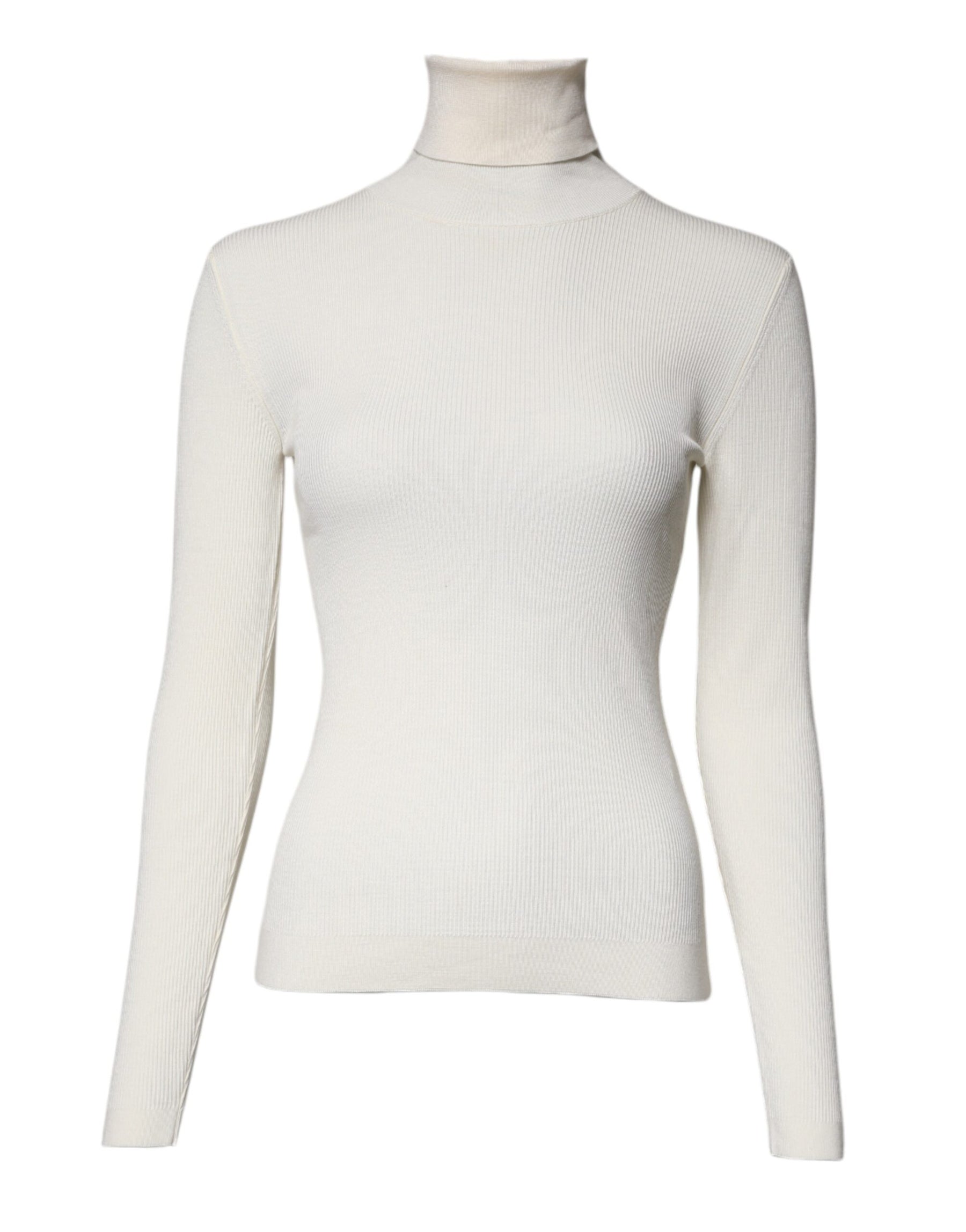 Dolce & Gabbana Cream Long Sleeves Turtleneck Slim Sweater | Regal Royce