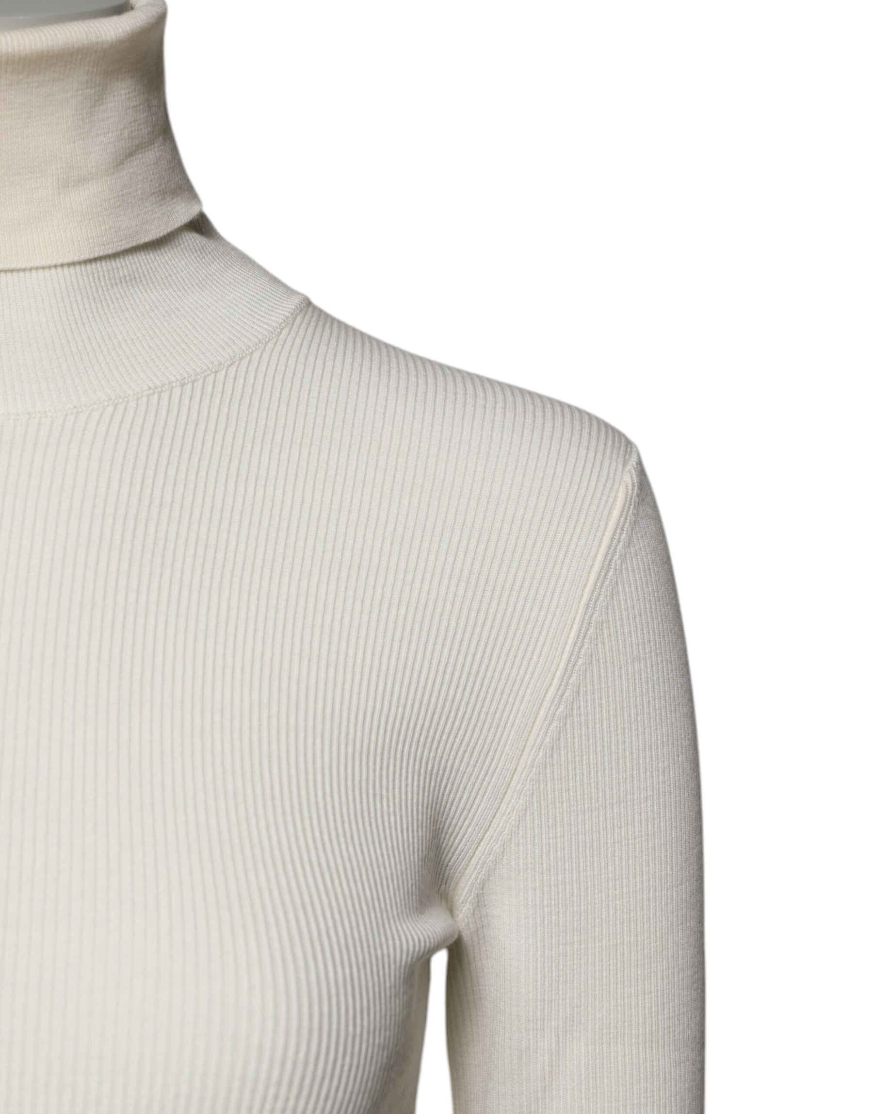 Dolce & Gabbana Cream Long Sleeves Turtleneck Slim Sweater | Regal Royce