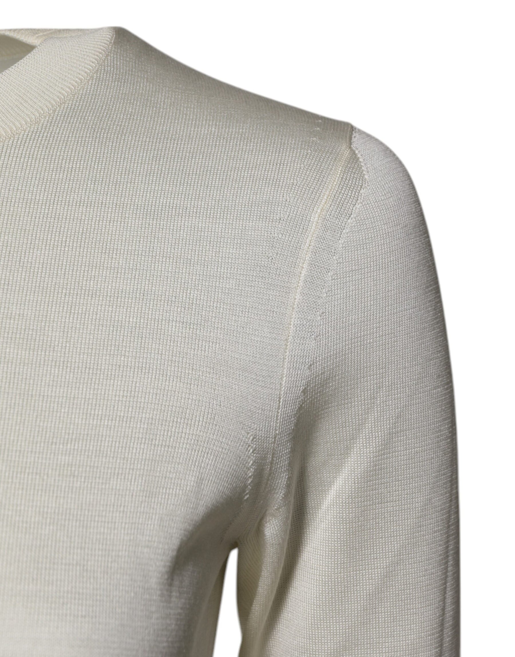 Dolce & Gabbana Cream Short Sleeve Silk Round Neck Blouse Top | Regal Royce