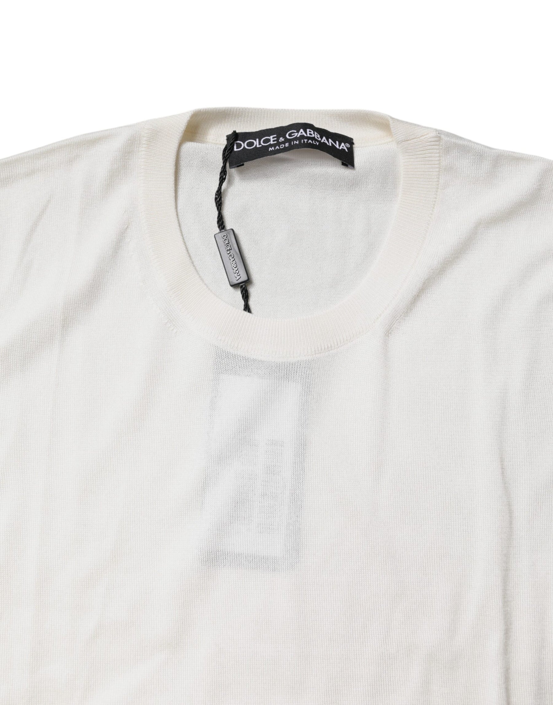 Dolce & Gabbana Cream Sleeveless Silk Round Neck Tank Top | Regal Royce