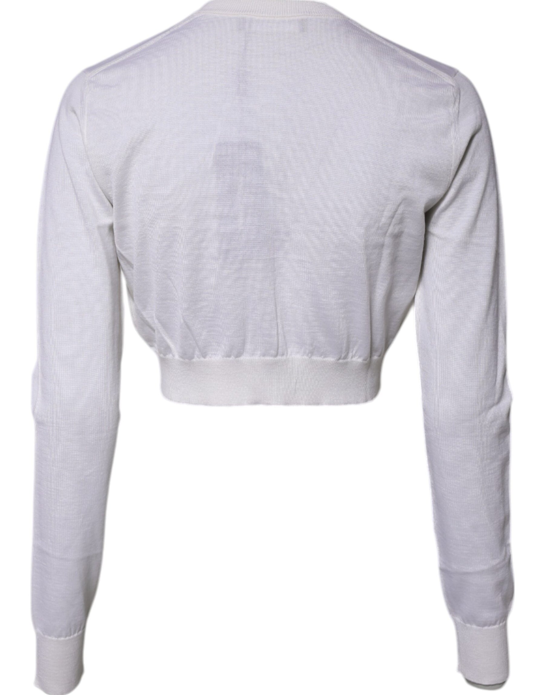 Dolce & Gabbana Cream Cashmere Knit Cropped Cardigan Sweater | Regal Royce