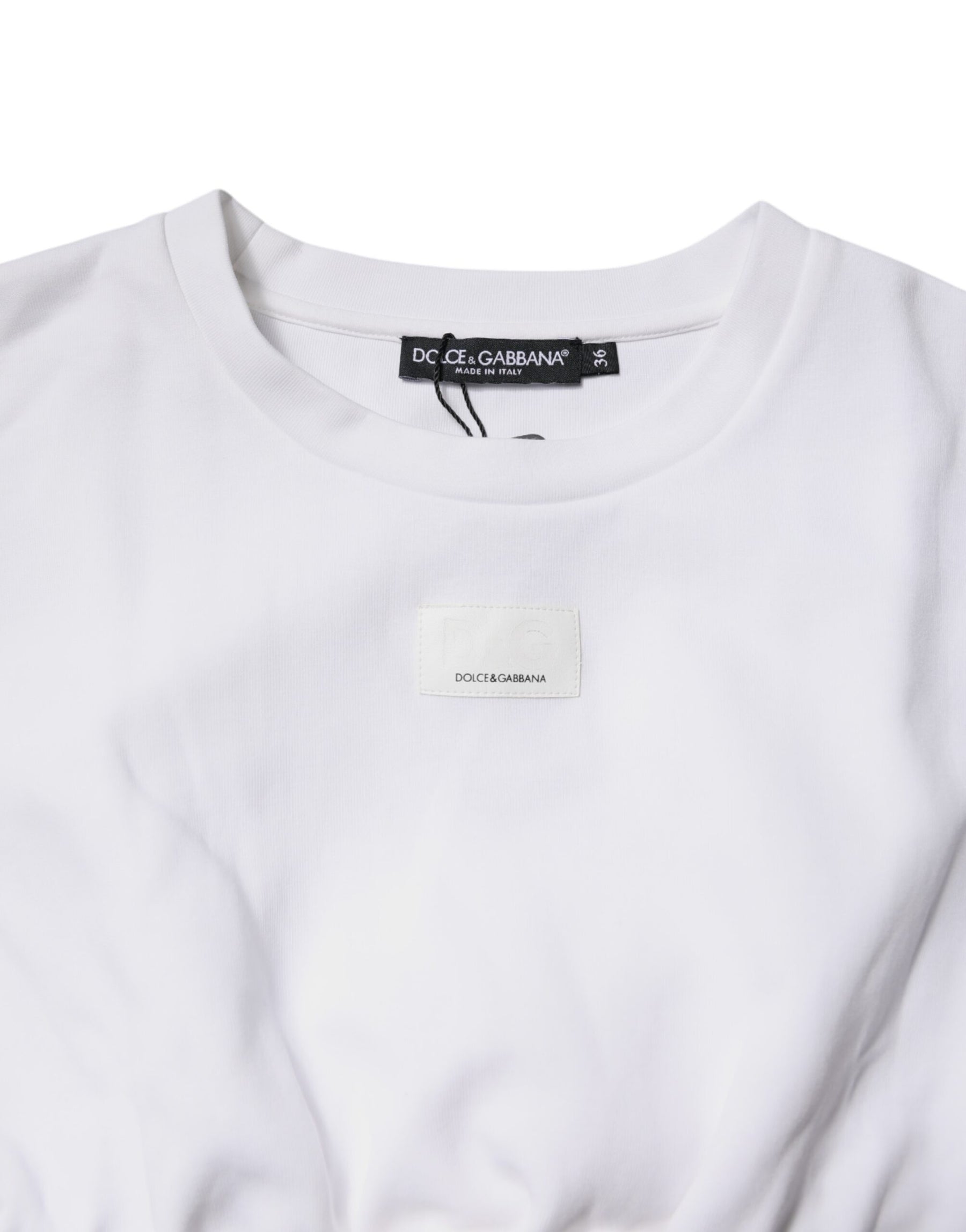 Dolce & Gabbana White Cotton Blend 3/4 Sleeves Blouse Top | Regal Royce