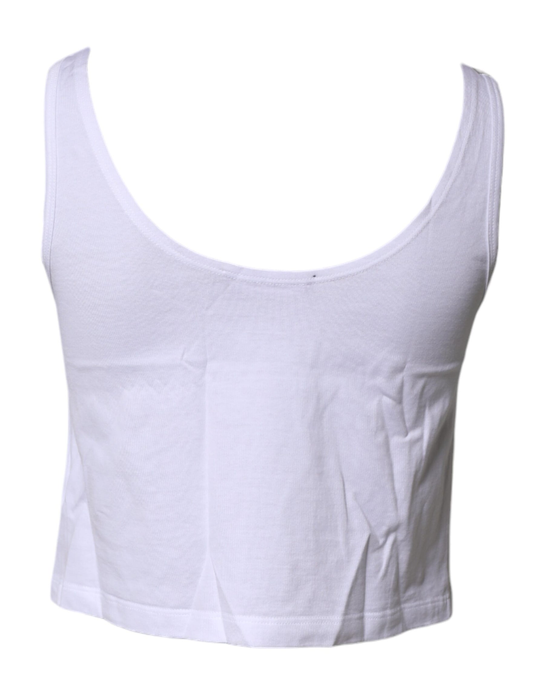 Dolce & Gabbana White Cotton Sleeveless Round Neck Tank Top | Regal Royce