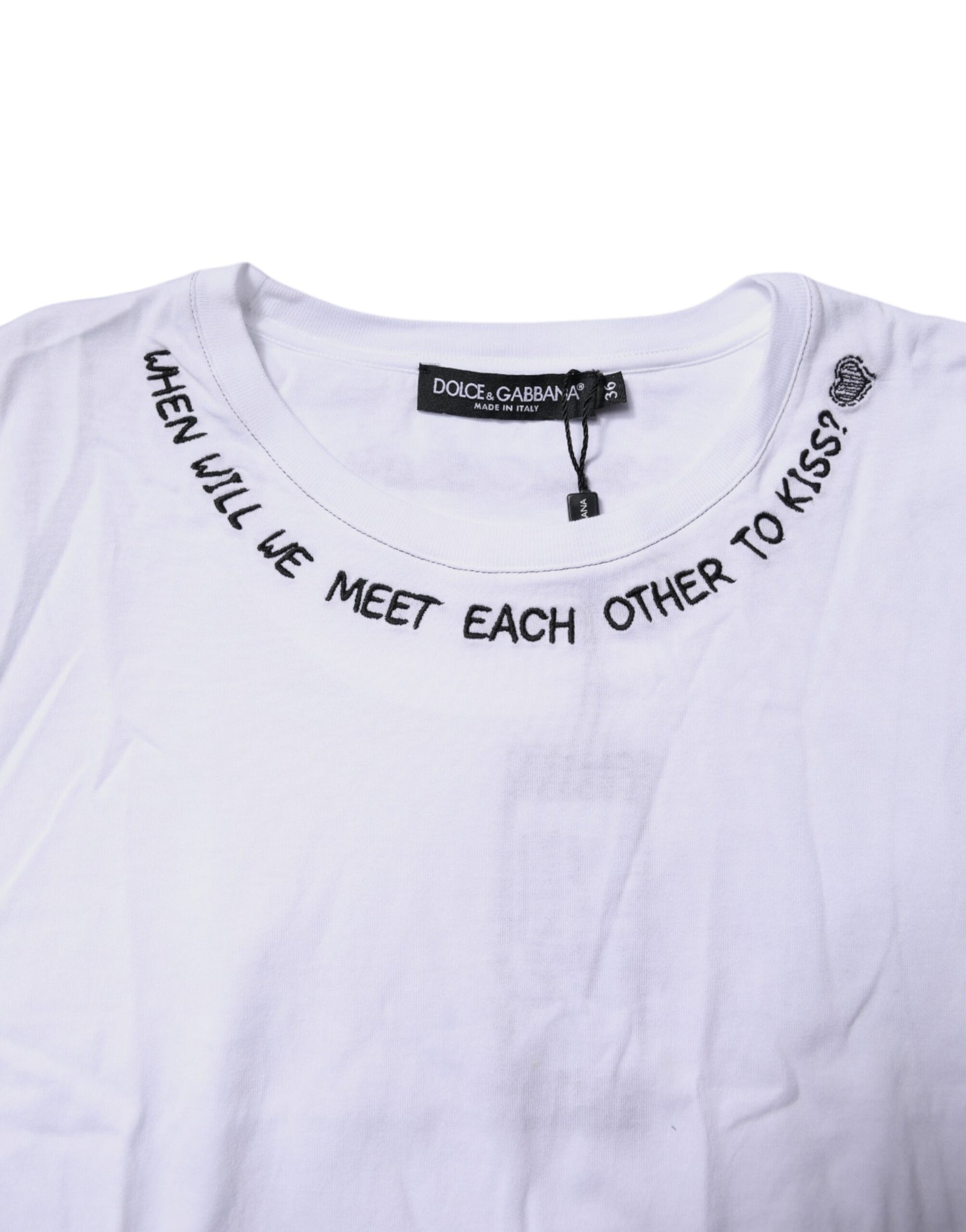 Dolce & Gabbana White Cotton Sleeveless Printed Tank T-shirt | Regal Royce