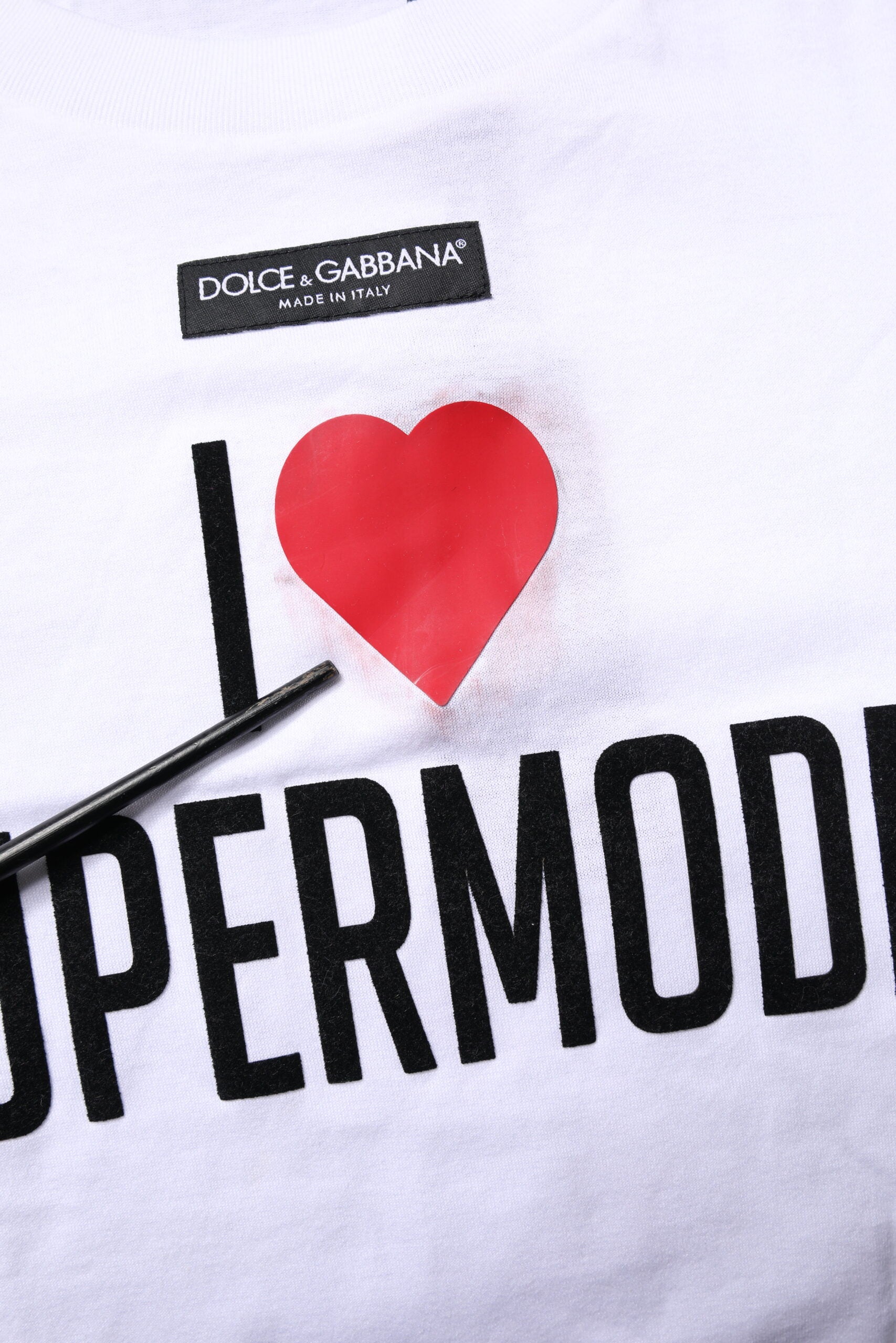 Dolce & Gabbana White Printed Round Neck Top Cotton T-shirt | Regal Royce