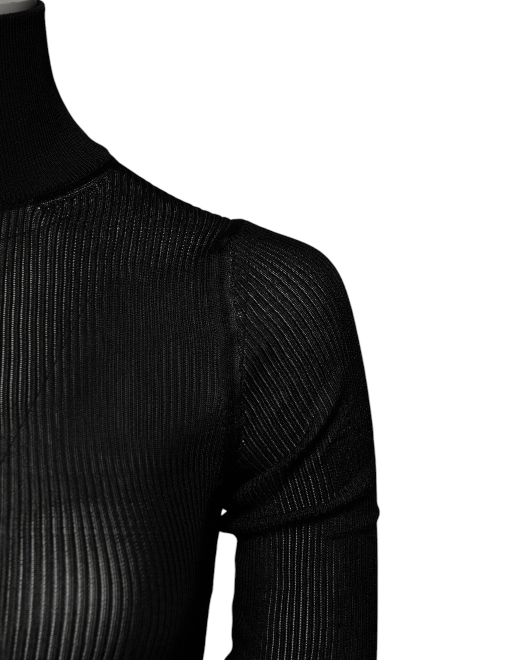 Dolce & Gabbana Black Knit Long Sleeves Turtleneck Slim Top | Regal Royce