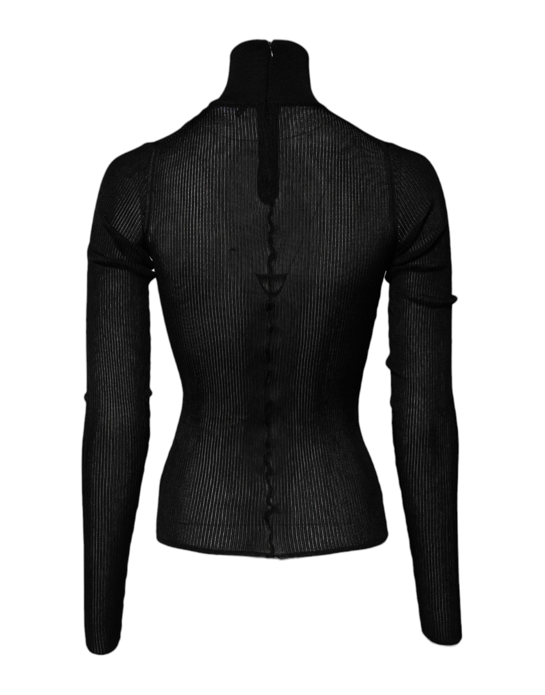 Dolce & Gabbana Black Knit Long Sleeves Turtleneck Slim Top | Regal Royce