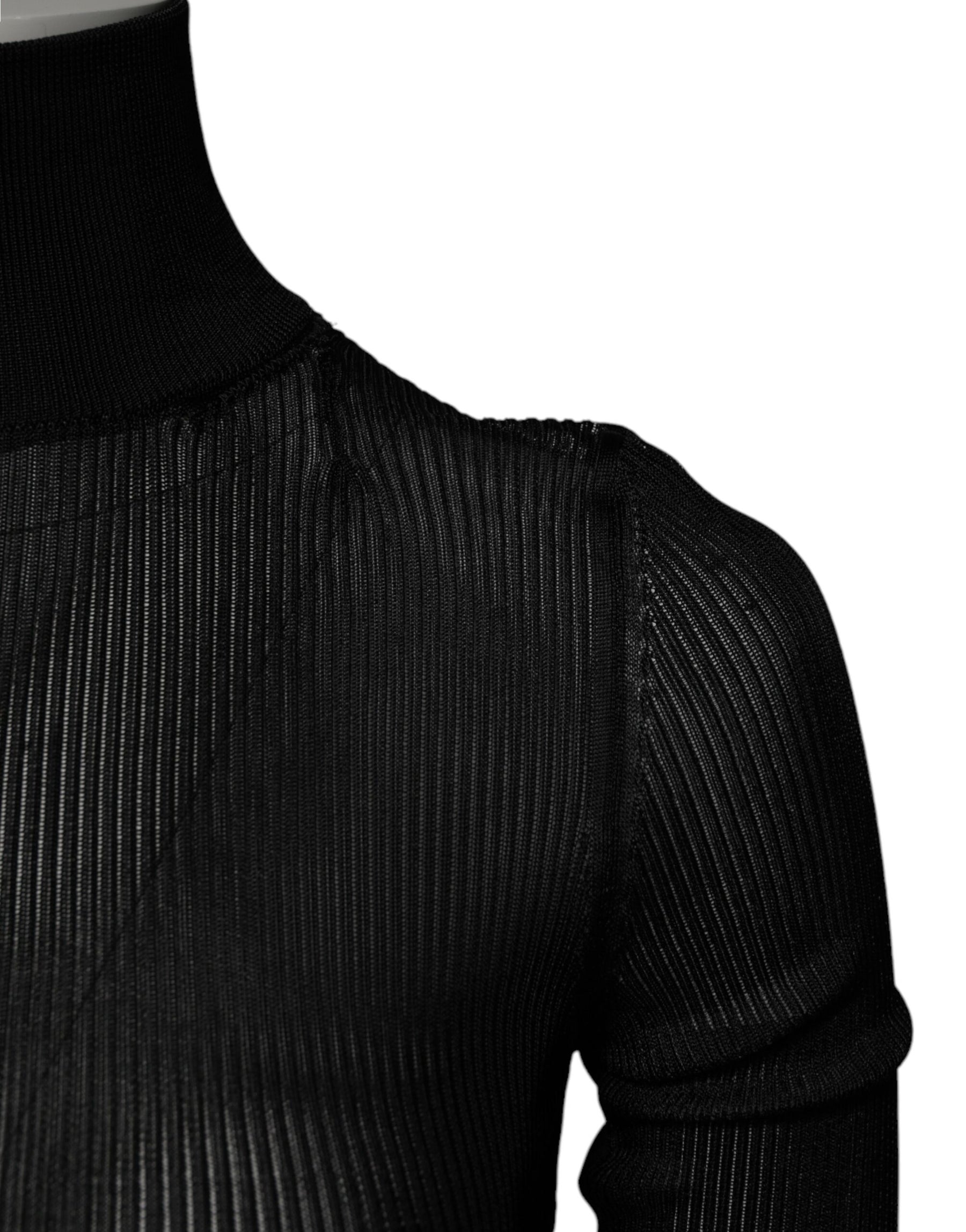 Dolce & Gabbana Black Knit Long Sleeves Turtleneck Slim Top | Regal Royce