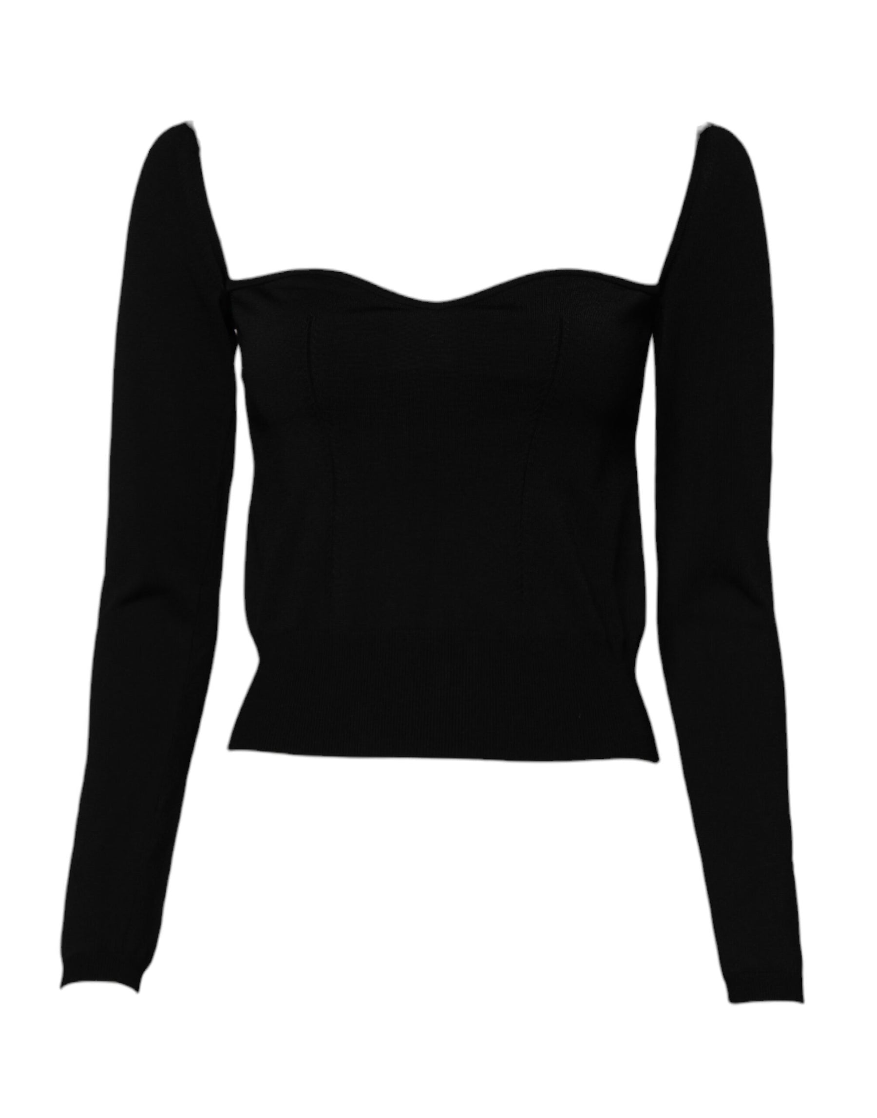 Dolce & Gabbana Black Square Neckline Long Sleeves Sweater | Regal Royce