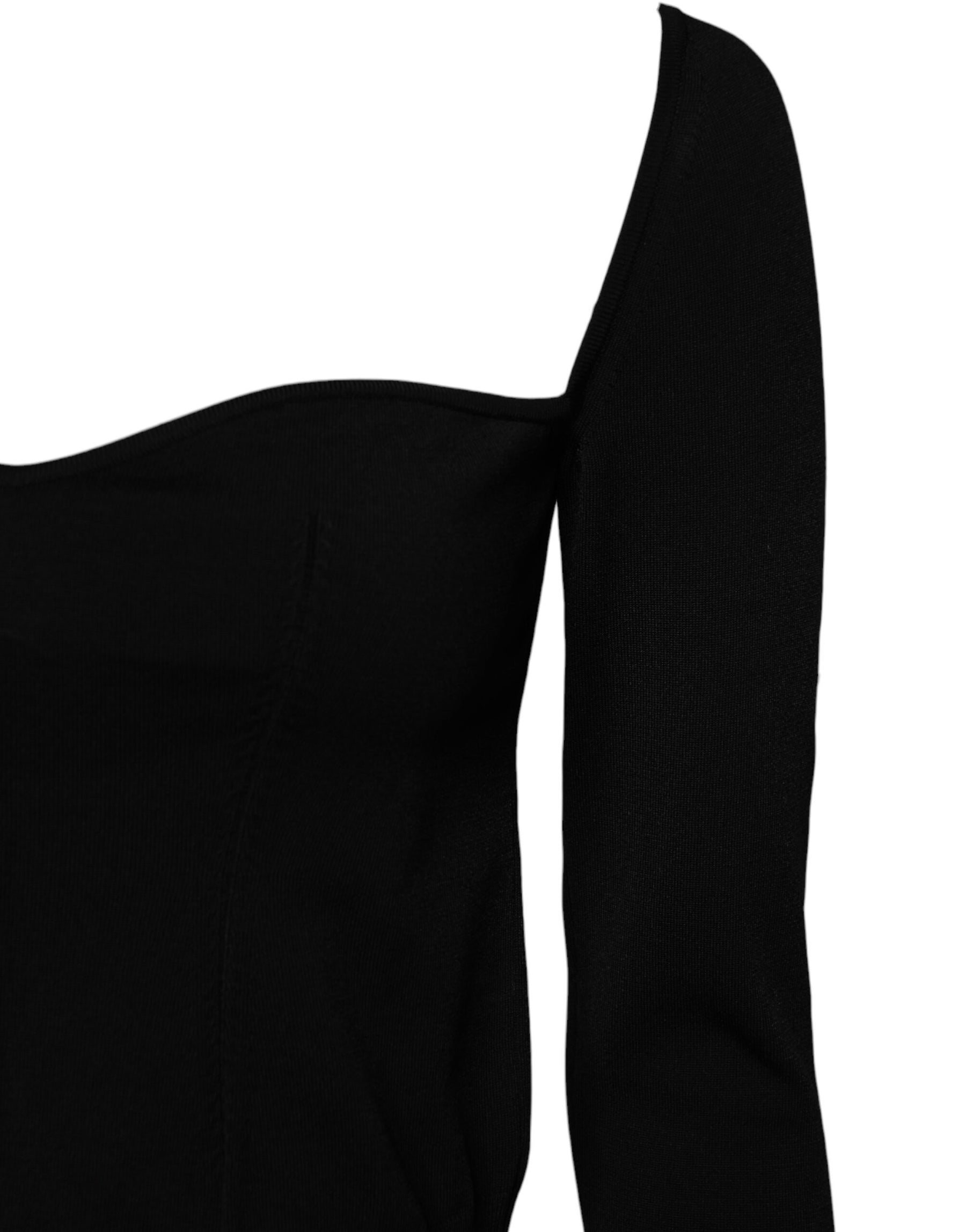 Dolce & Gabbana Black Square Neckline Long Sleeves Sweater | Regal Royce