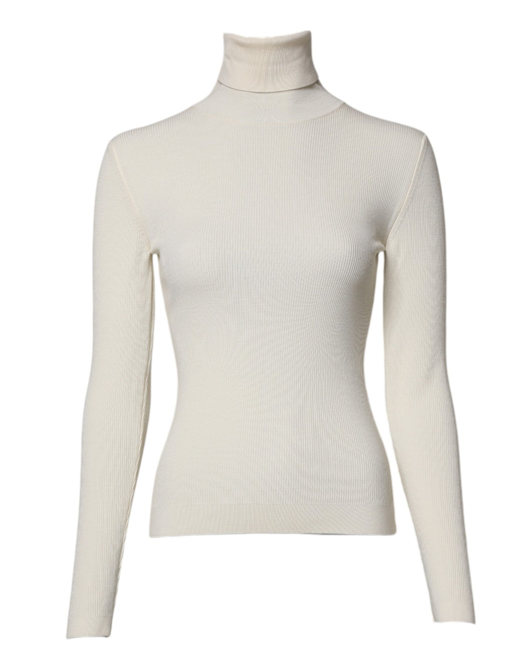 Dolce & Gabbana Cream Long Sleeves Turtleneck Slim Sweater | Regal Royce