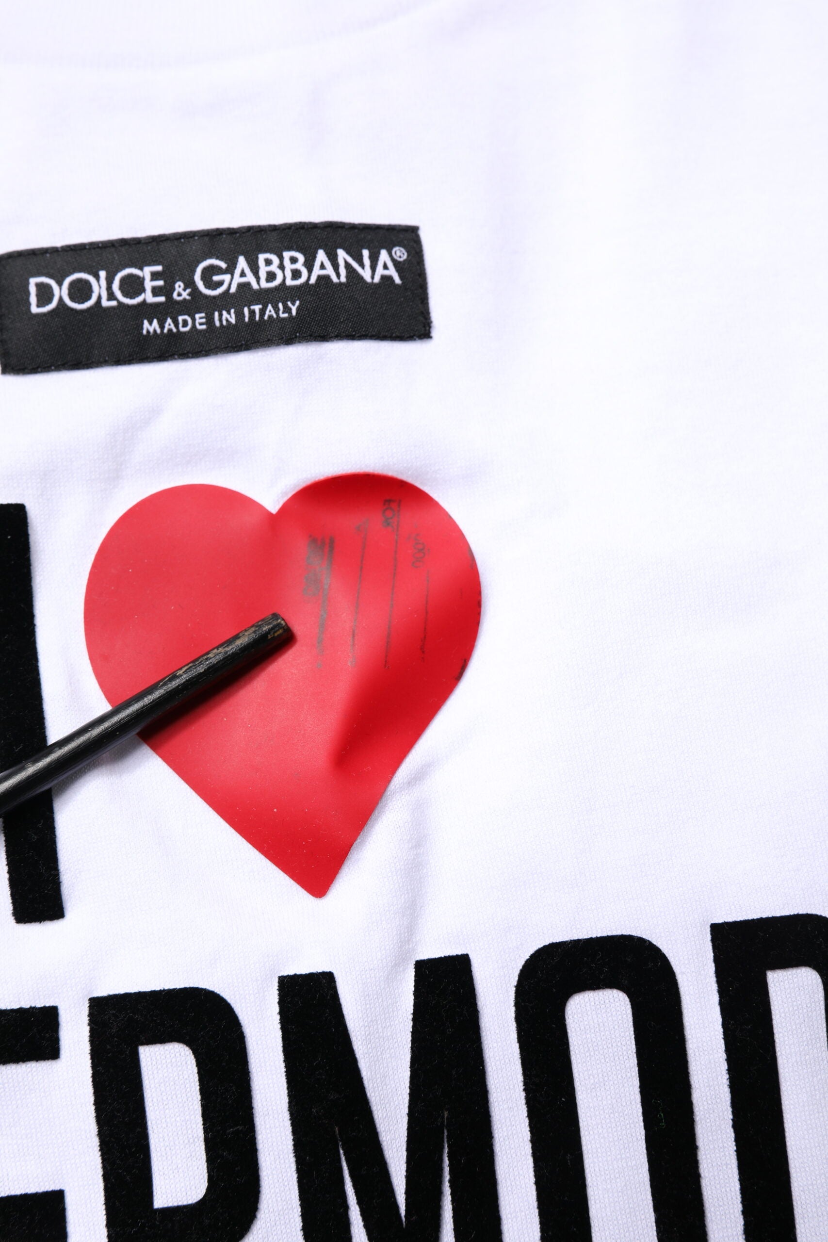 Dolce & Gabbana White Printed Round Neck Top Cotton T-shirt | Regal Royce