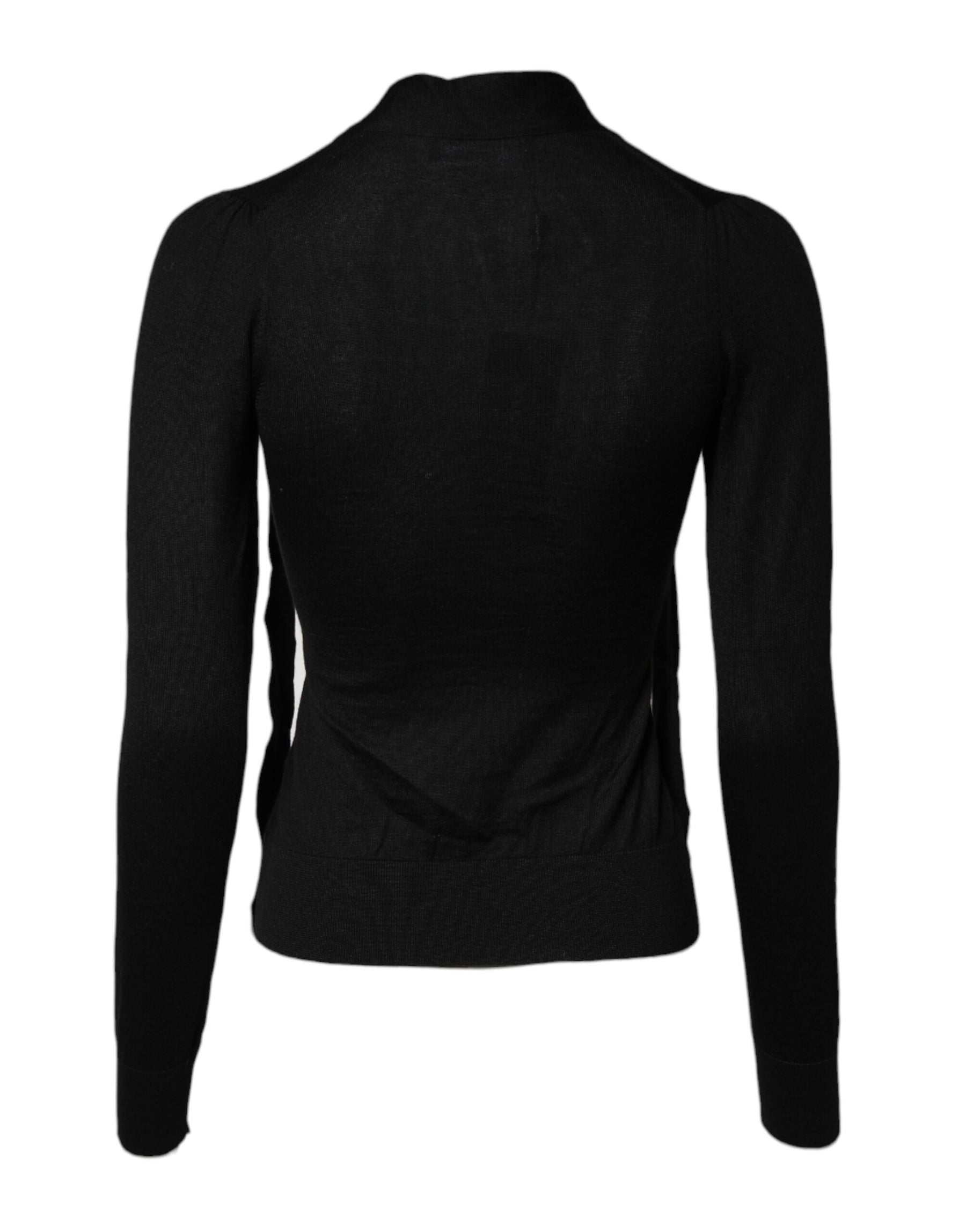 Dolce & Gabbana Black Cashmere Ascot Collar Long Sleeve Top | Regal Royce