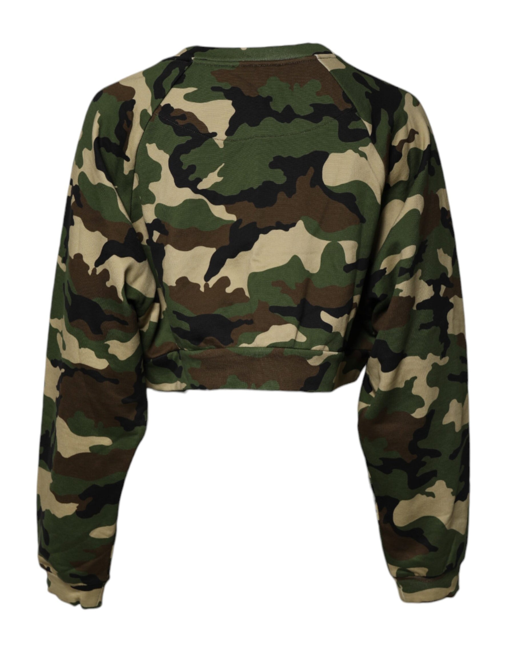 Dolce & Gabbana Multicolor Camou Cropped Sweatshirt Sweater | Regal Royce
