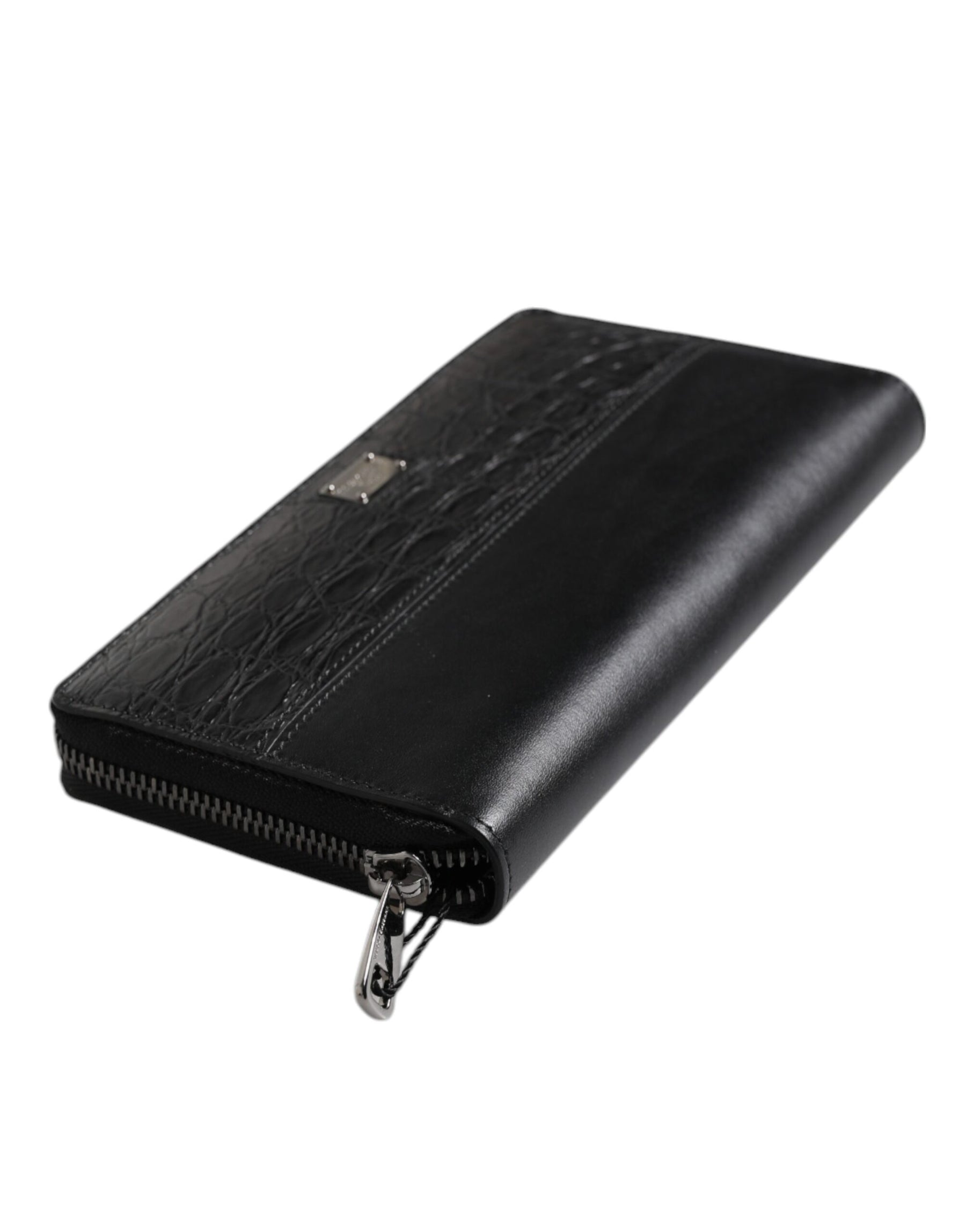 Dolce & Gabbana Black Leather Logo Plaque Zip Around Continental Wallet | Regal Royce