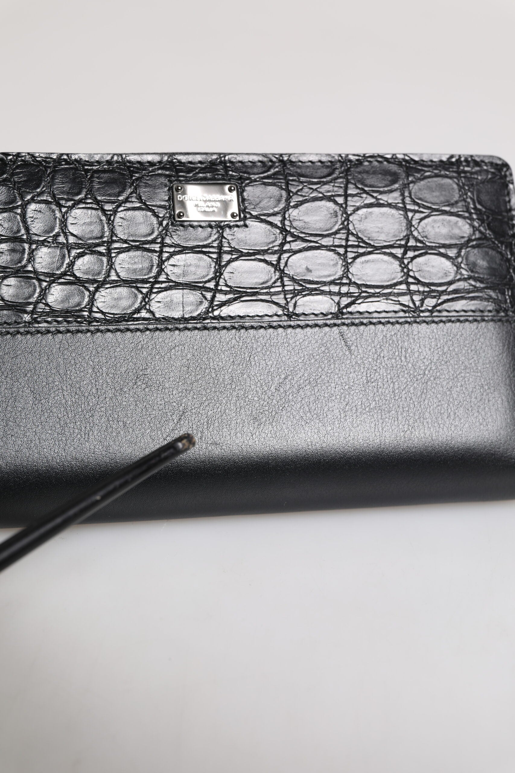 Dolce & Gabbana Black Leather Logo Plaque Zip Around Continental Wallet | Regal Royce