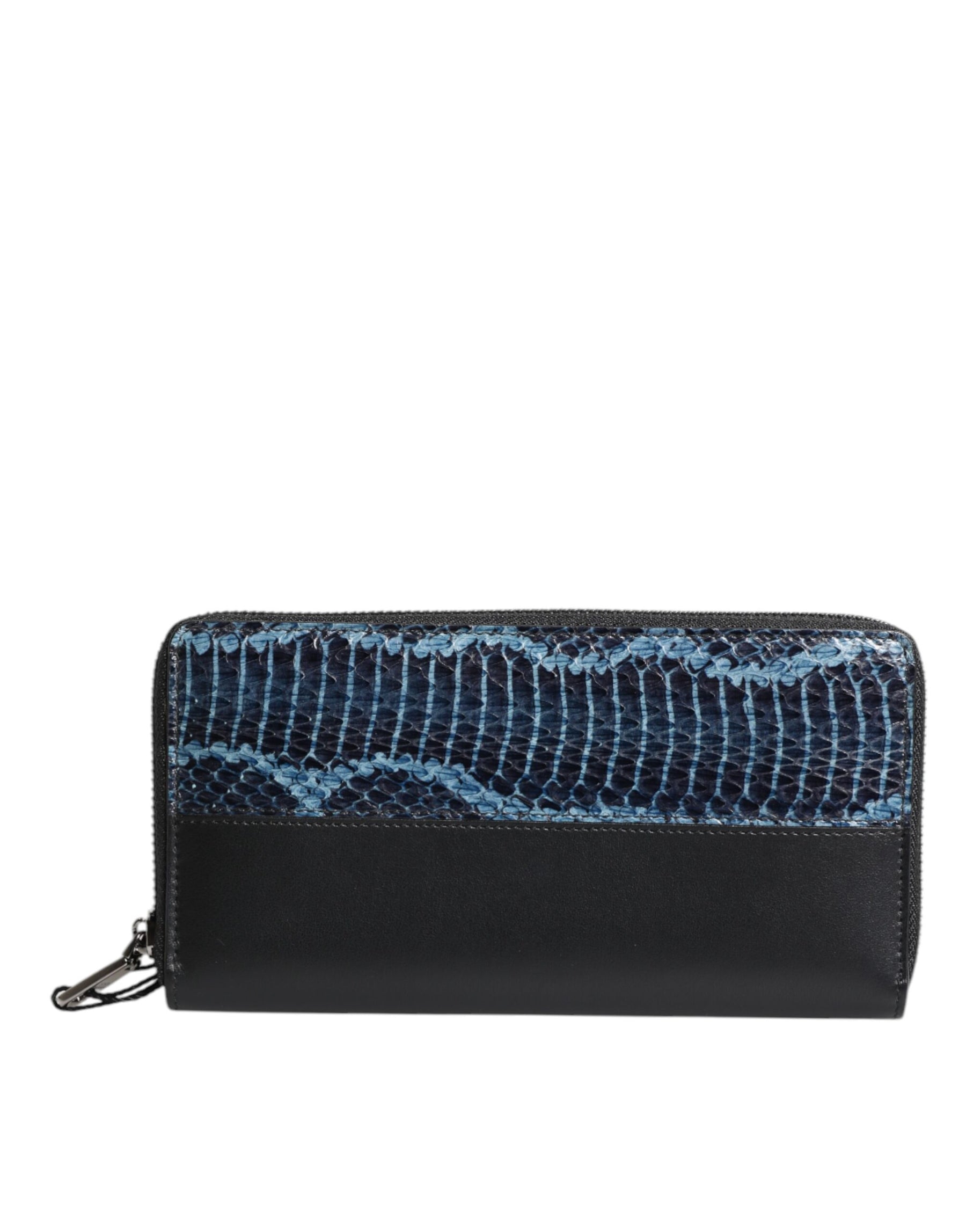 Dolce & Gabbana Black Blue Exotic Leather Embossed Continental Wallet | Regal Royce