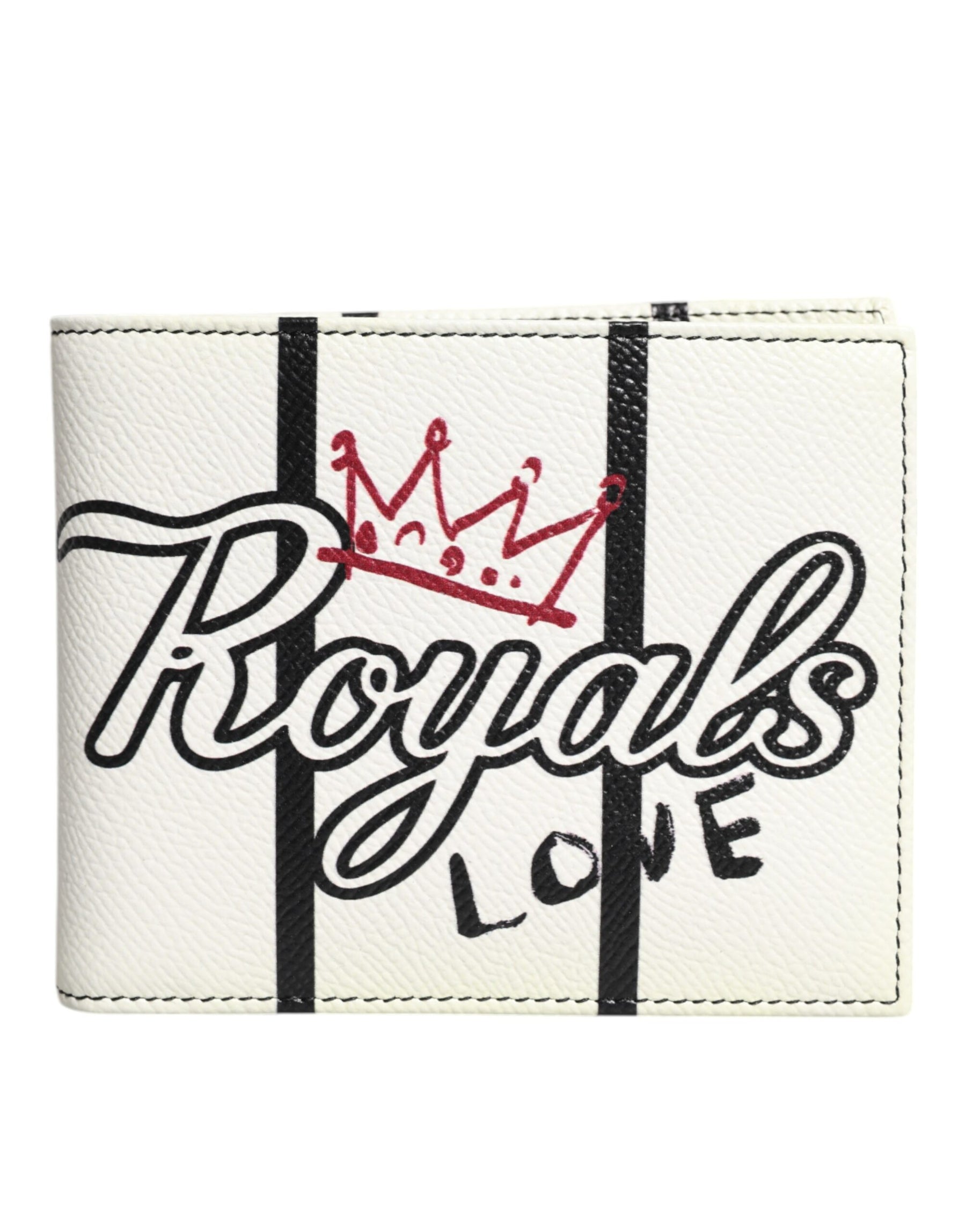 Dolce & Gabbana White Leather DG Crown Royals Bifold Card Holder Wallet | Regal Royce