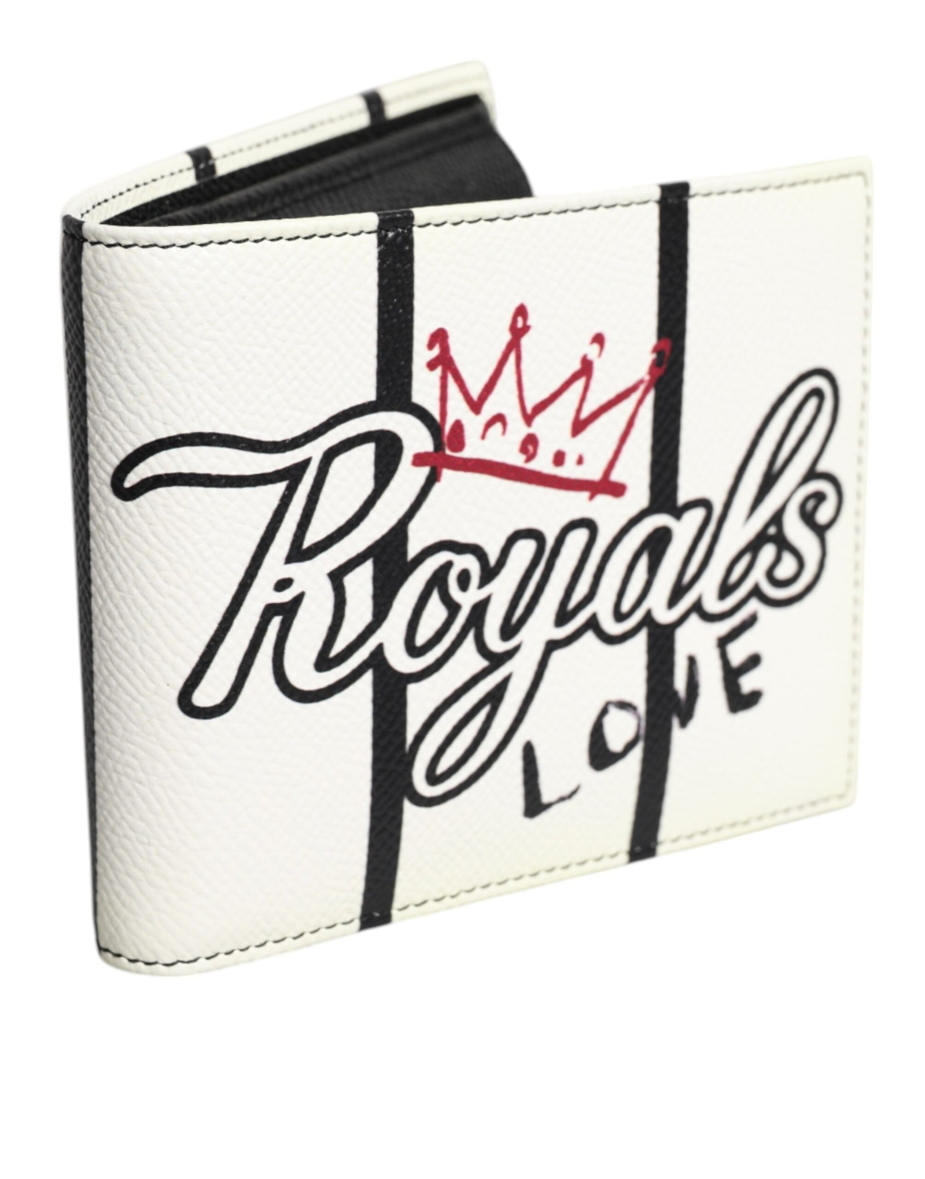 Dolce & Gabbana White Leather DG Crown Royals Bifold Card Holder Wallet | Regal Royce