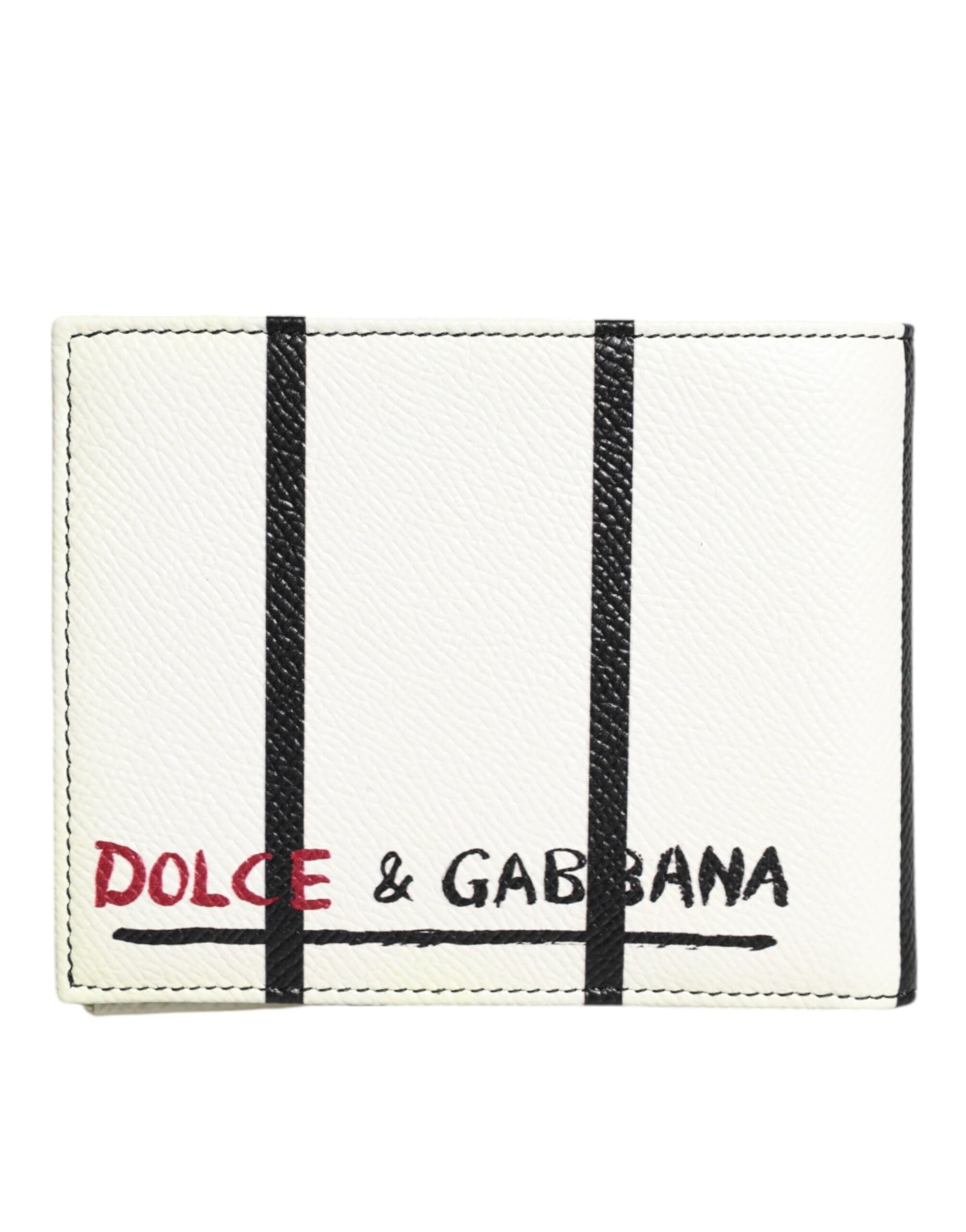 Dolce & Gabbana White Leather DG Crown Royals Bifold Card Holder Wallet | Regal Royce