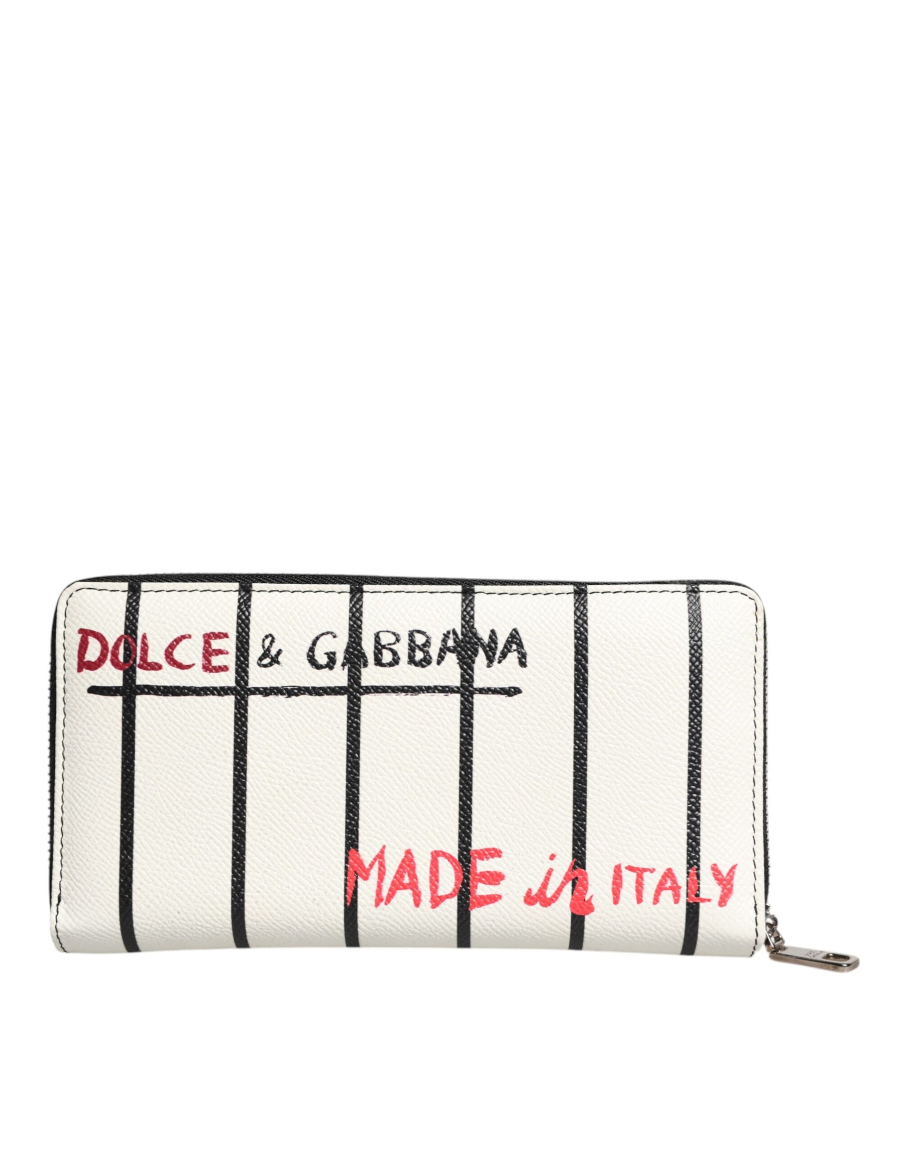 Dolce & Gabbana White Leather DG Crown Royals Continental Zip Around Wallet | Regal Royce