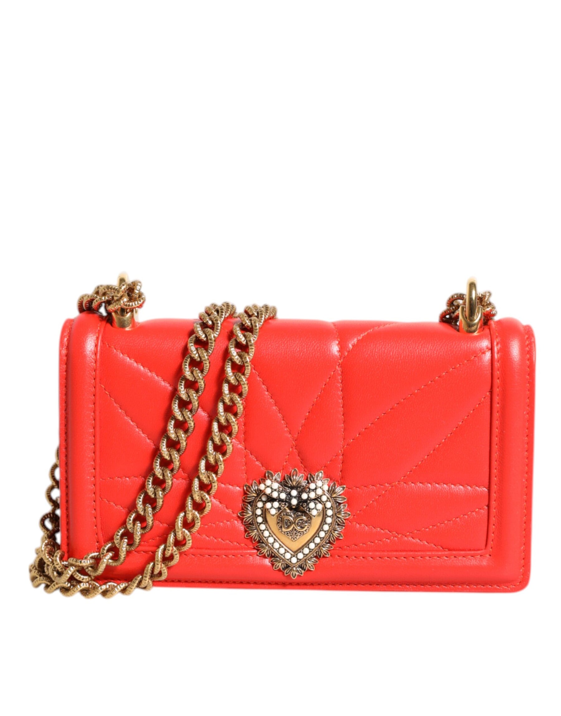 Dolce & Gabbana Red Leather Quilted Devotion Crossbody Phone Cover Bag | Regal Royce