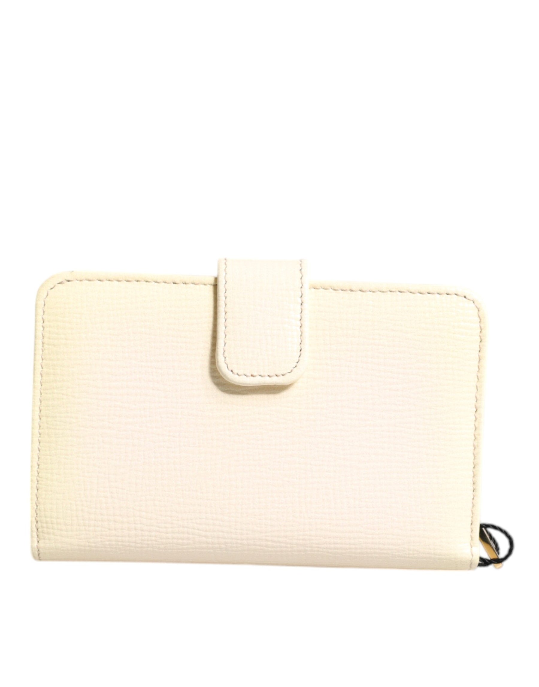 Dolce & Gabbana Ivory Calf Leather Compact Logo Plaque Card Holder Wallet | Regal Royce