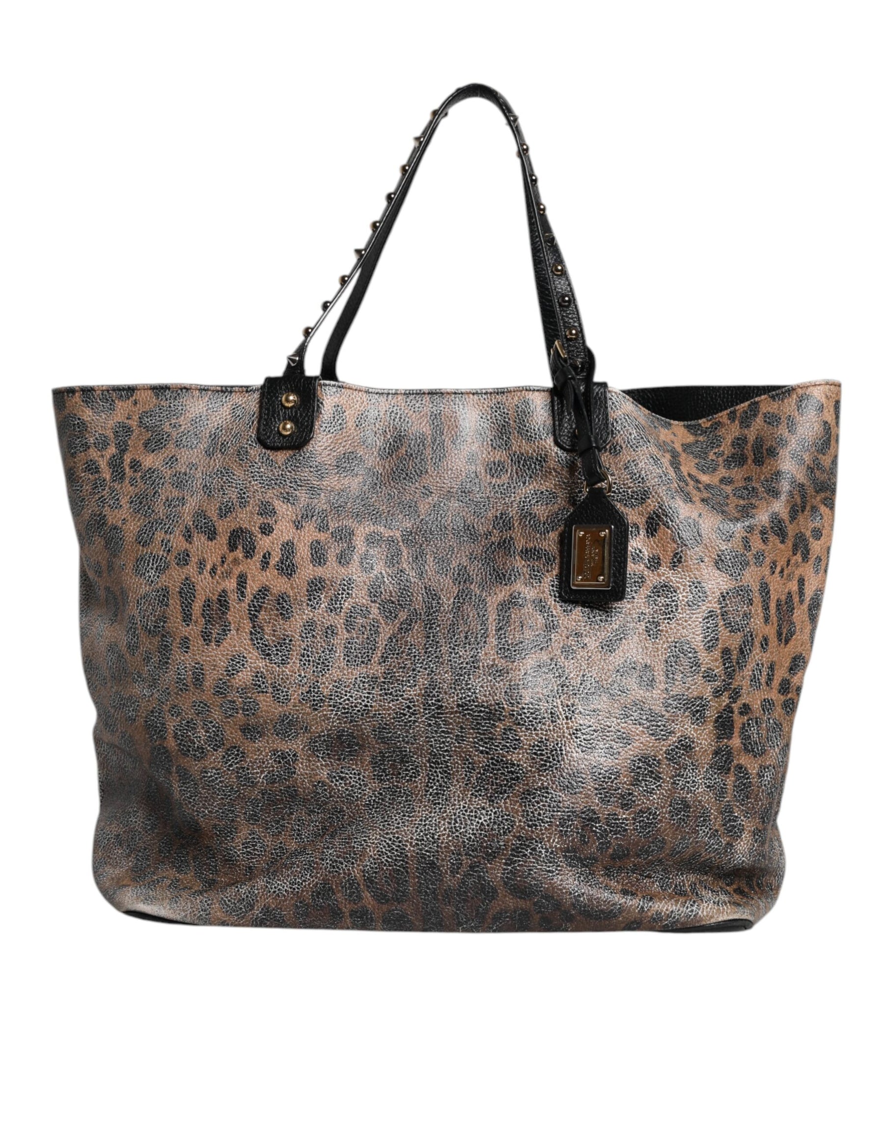 Dolce & Gabbana Brown Leopard BEATRICE Leather Logo Plaque Tote Bag | Regal Royce