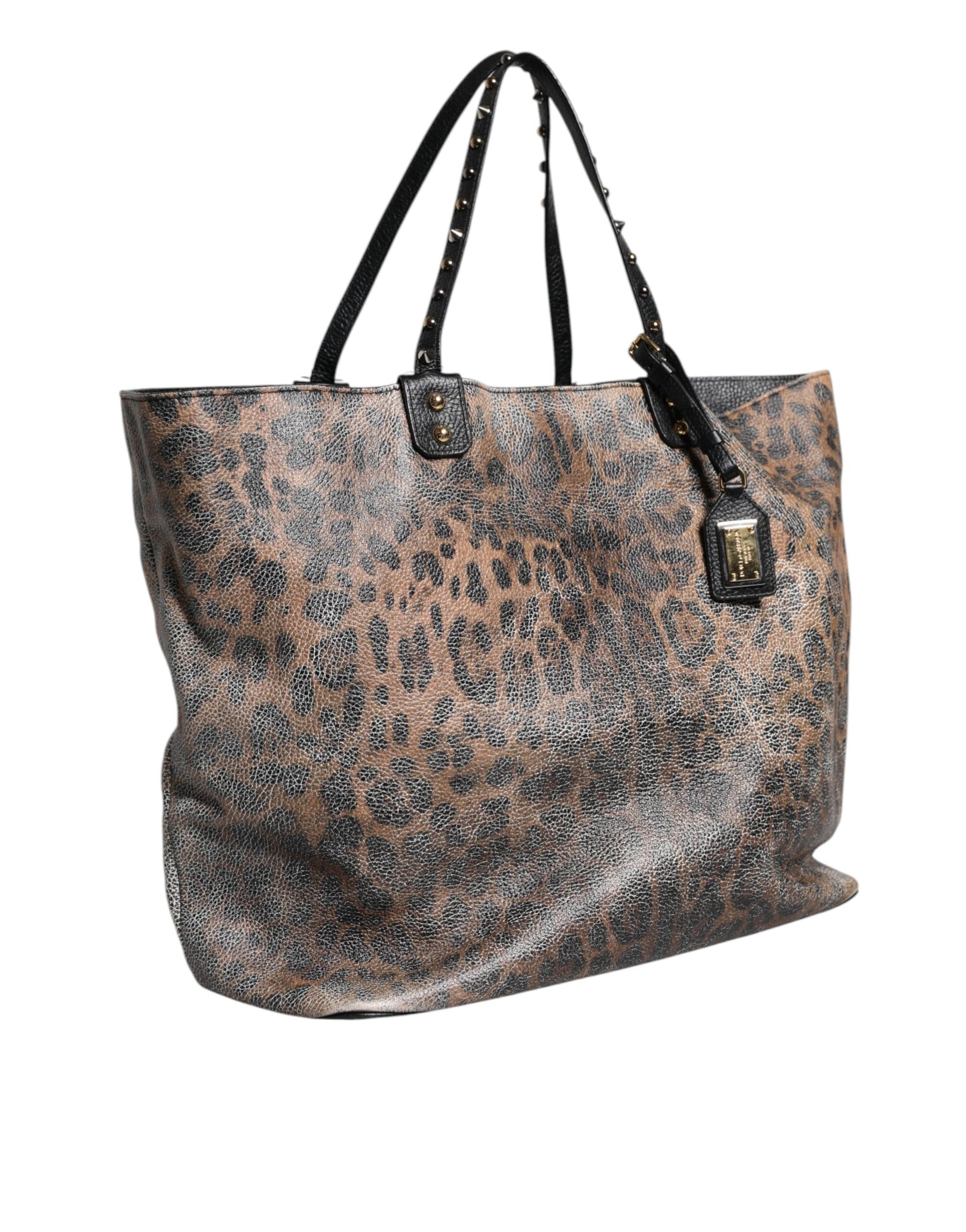 Dolce & Gabbana Brown Leopard BEATRICE Leather Logo Plaque Tote Bag | Regal Royce