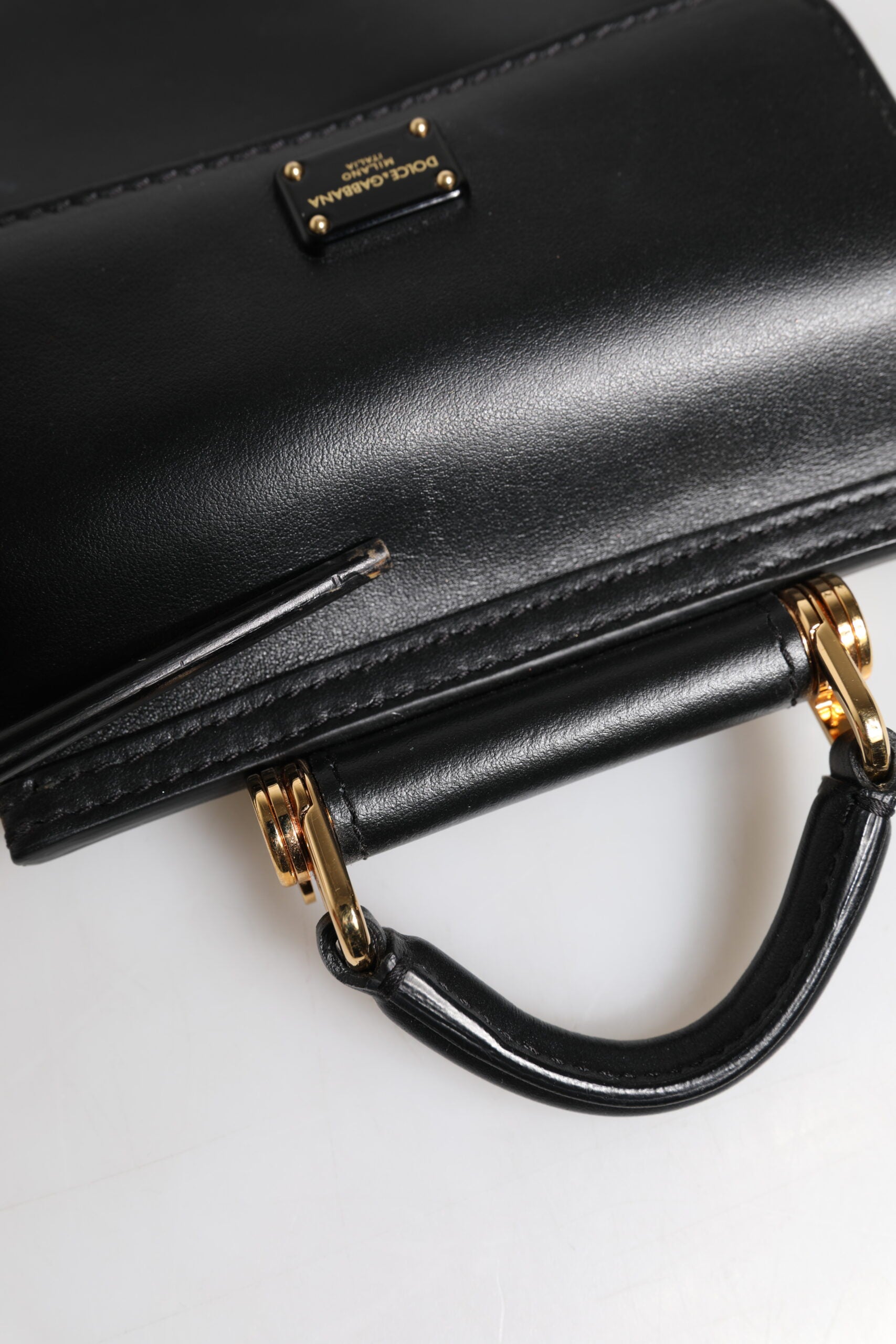 Dolce & Gabbana Black Calfskin Leather Logo Plaque Mini Bag | Regal Royce