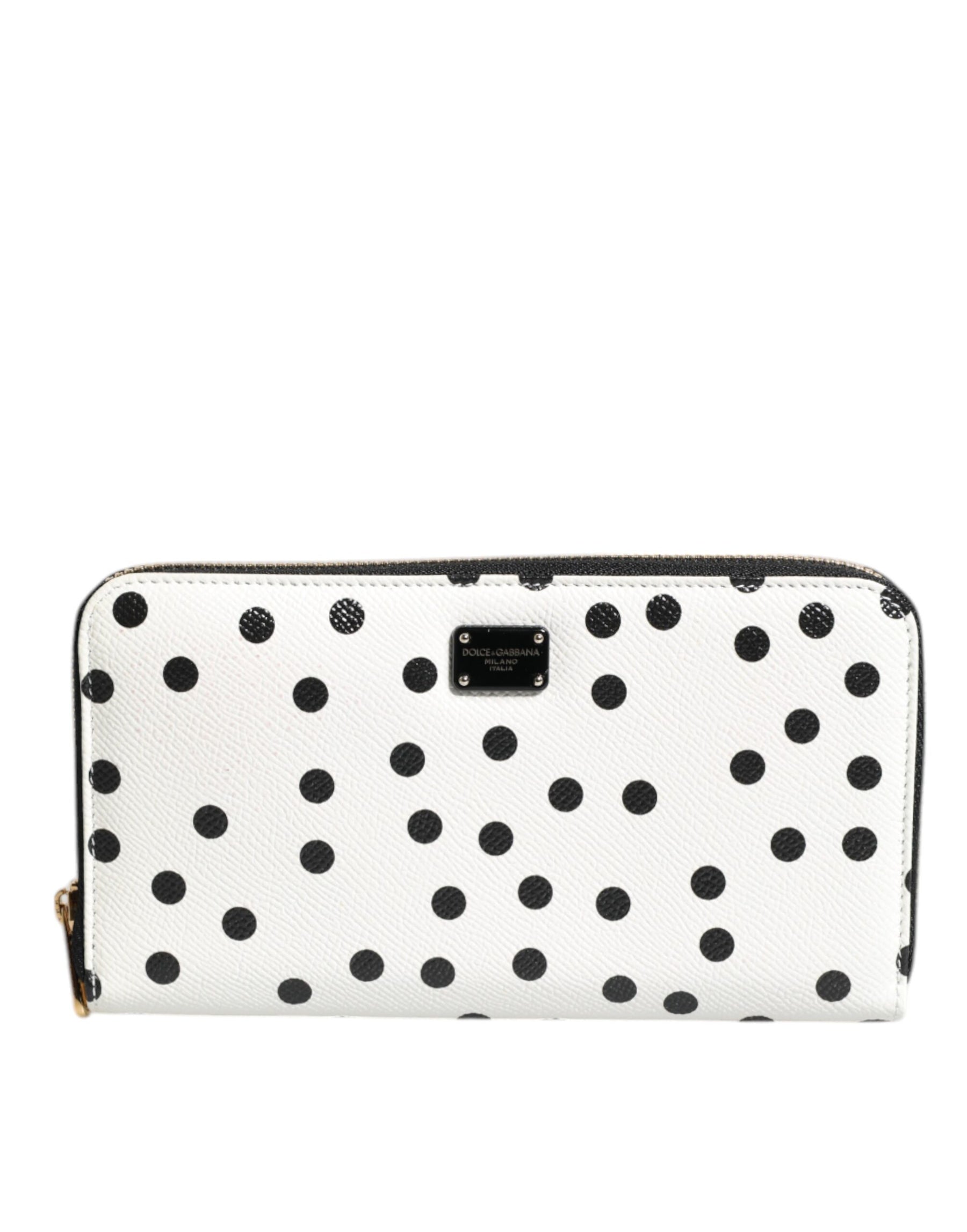 Dolce & Gabbana White Black Striped Leather Zip Around Continental Wallet | Regal Royce