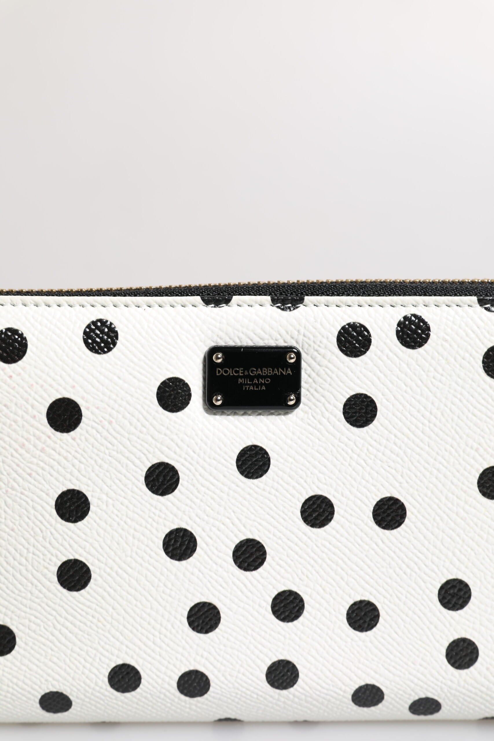 Dolce & Gabbana White Black Striped Leather Zip Around Continental Wallet | Regal Royce