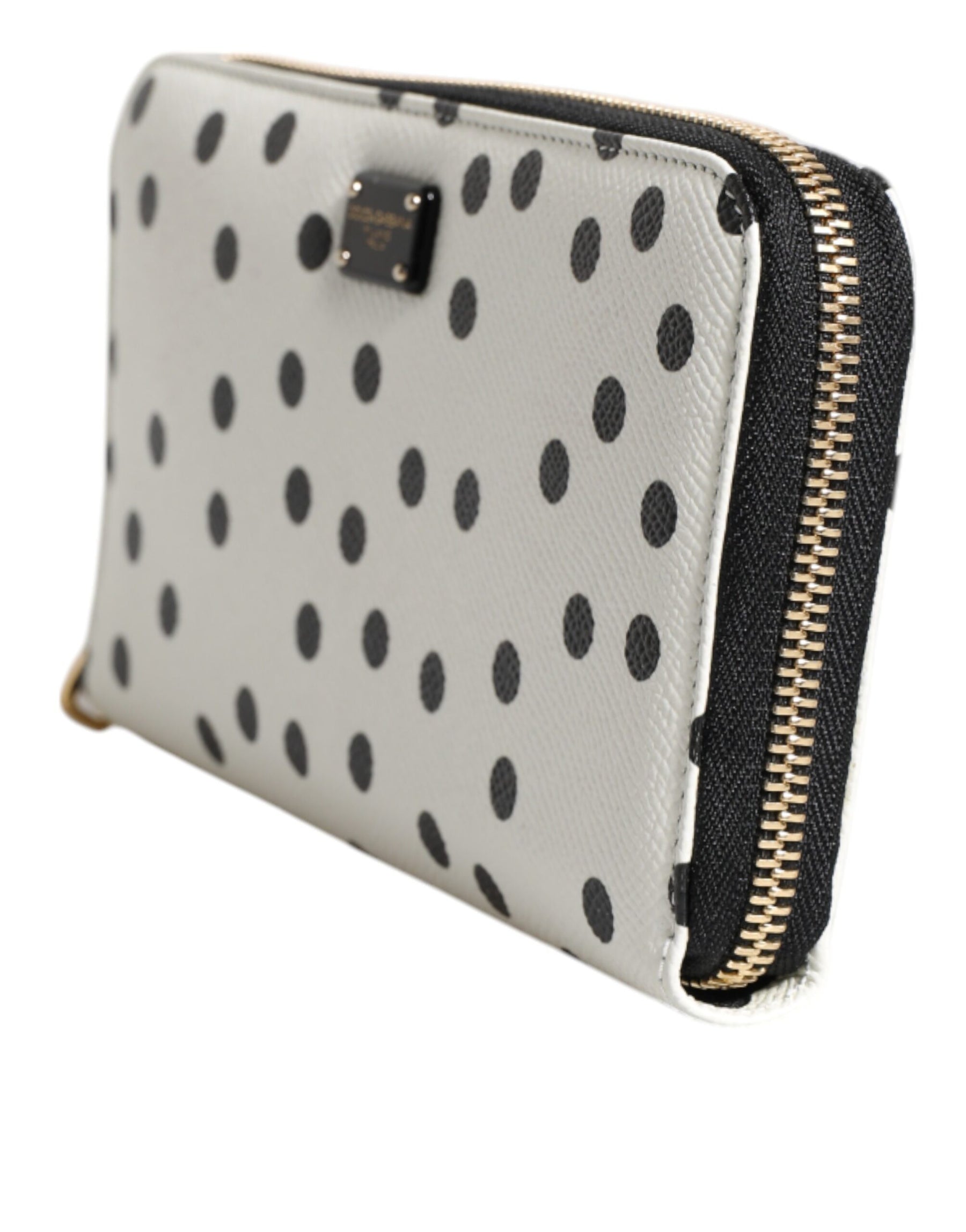 Dolce & Gabbana White Black Striped Leather Zip Around Continental Wallet | Regal Royce