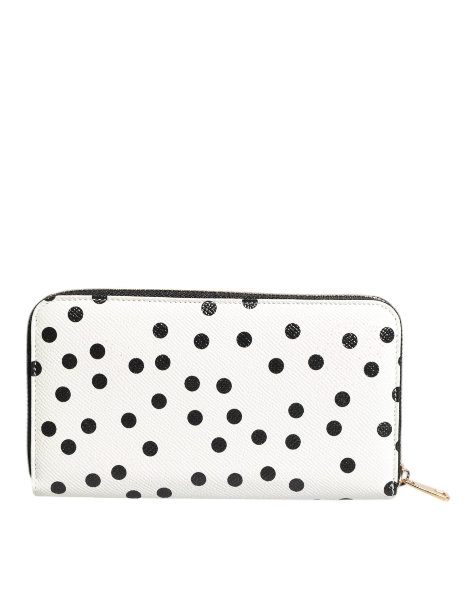 Dolce & Gabbana White Black Striped Leather Zip Around Continental Wallet | Regal Royce