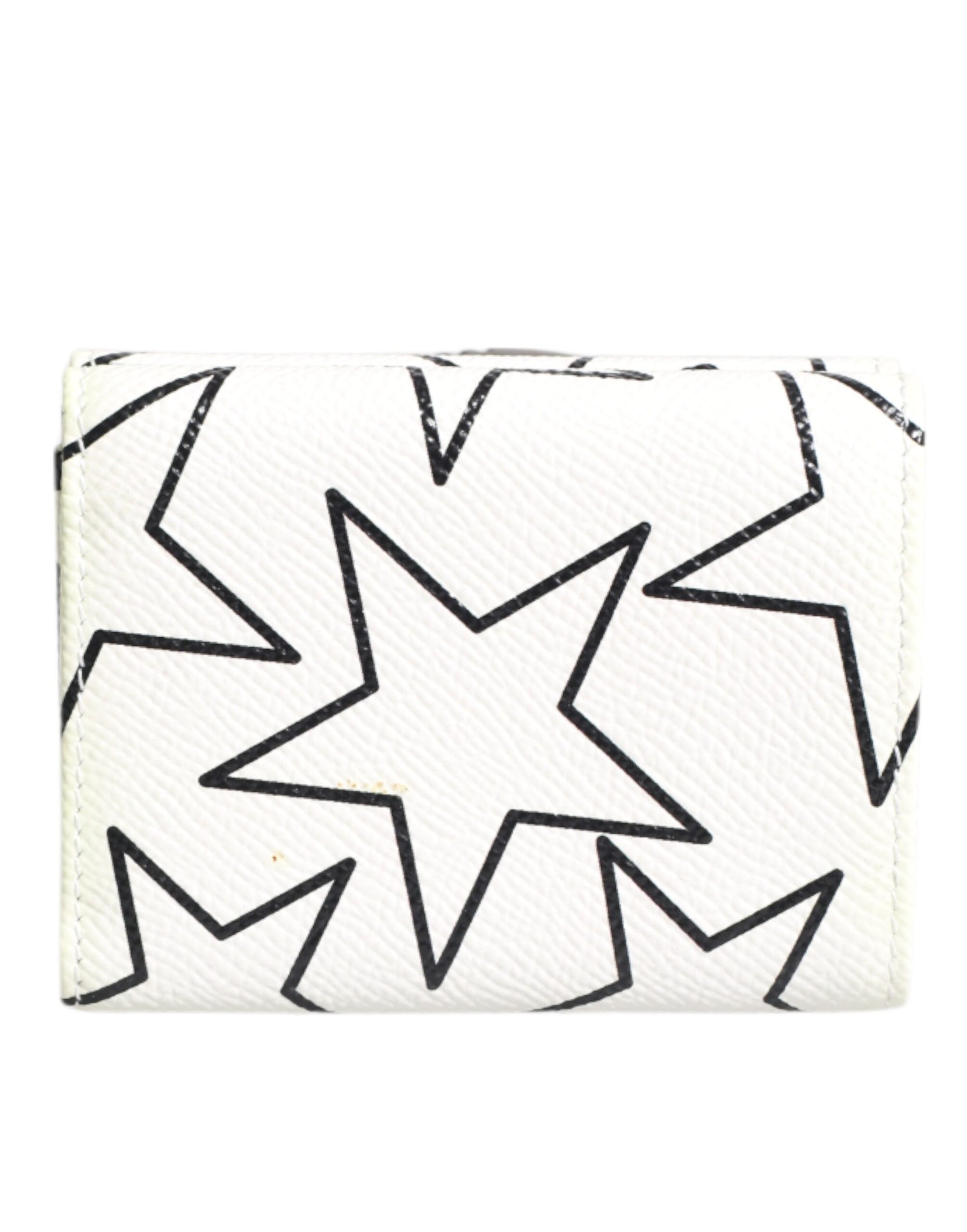 Dolce & Gabbana White Leather Trifold DG Star Print Card Holder Wallet | Regal Royce