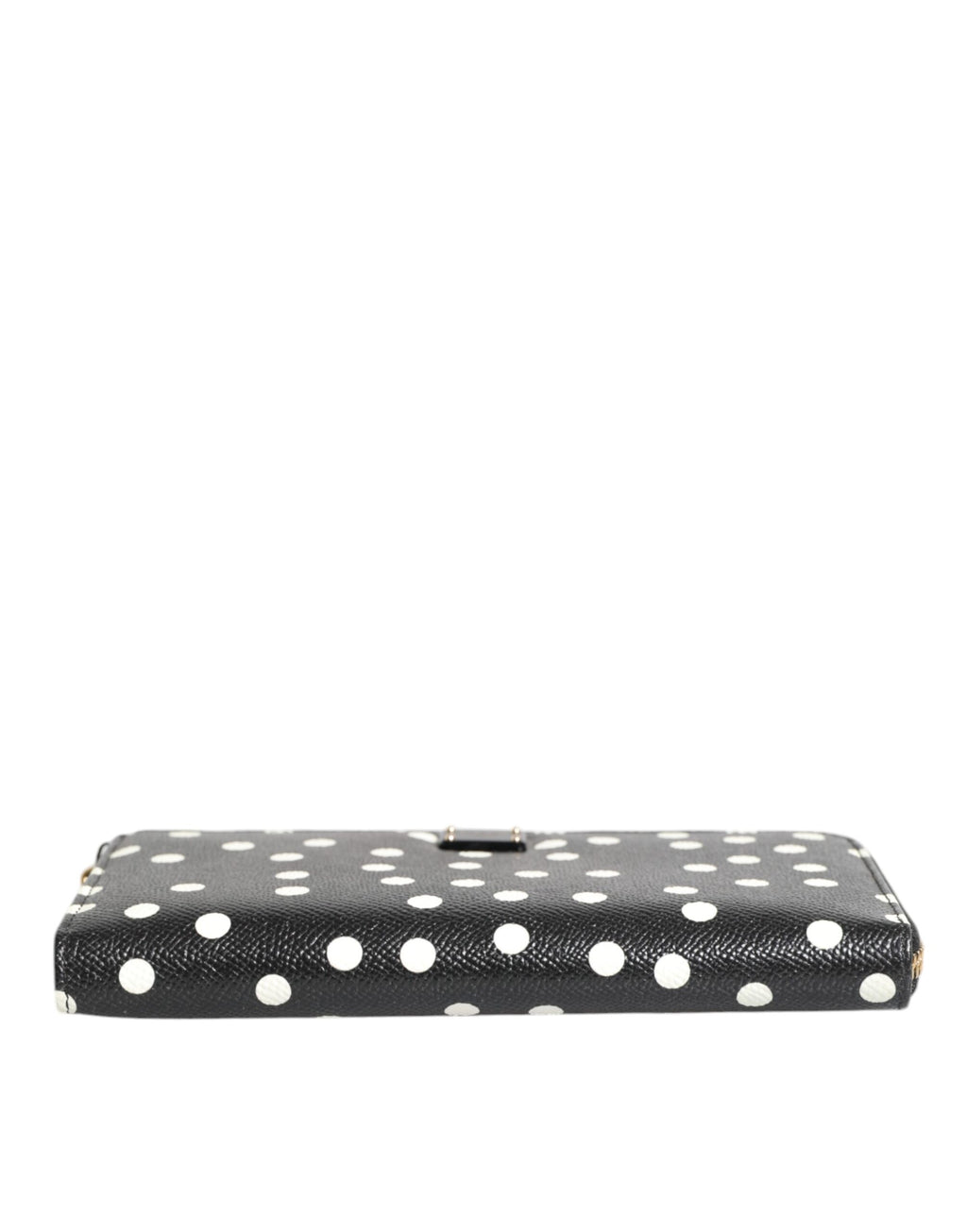 Dolce & Gabbana Black White Dotted Leather Zip Around Continental Wallet