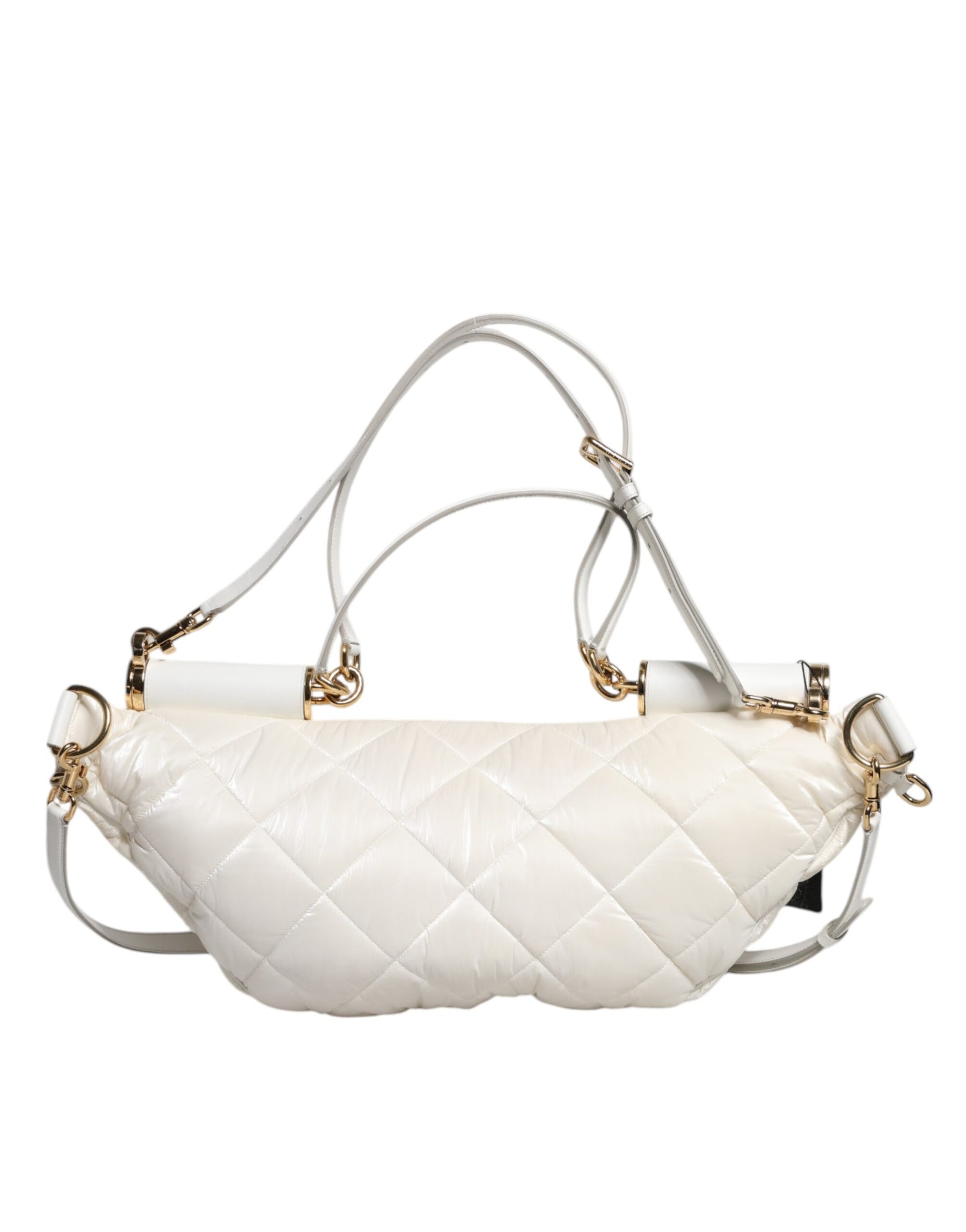 Dolce & Gabbana White Quilted Logo Plaque Belt Waist Fanny Pack Bag | Regal Royce