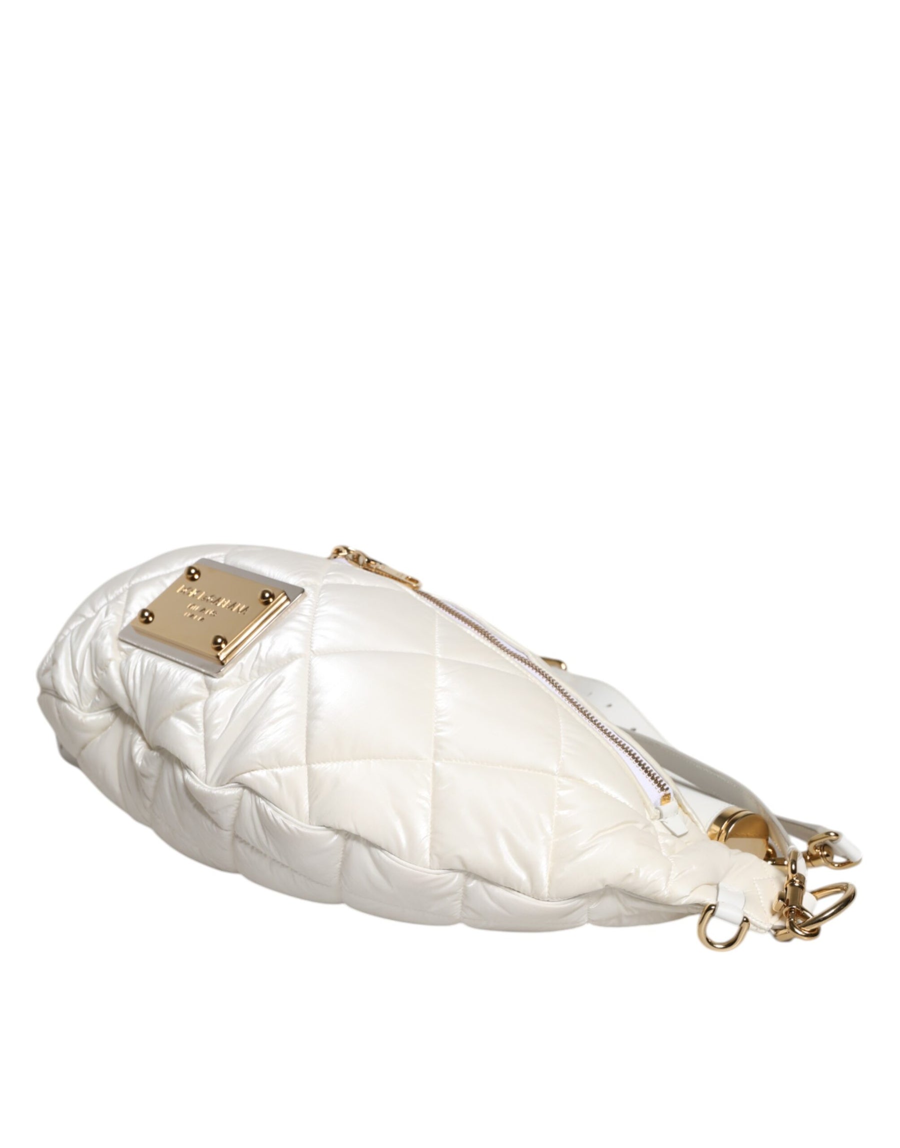 Dolce & Gabbana White Quilted Logo Plaque Belt Waist Fanny Pack Bag | Regal Royce