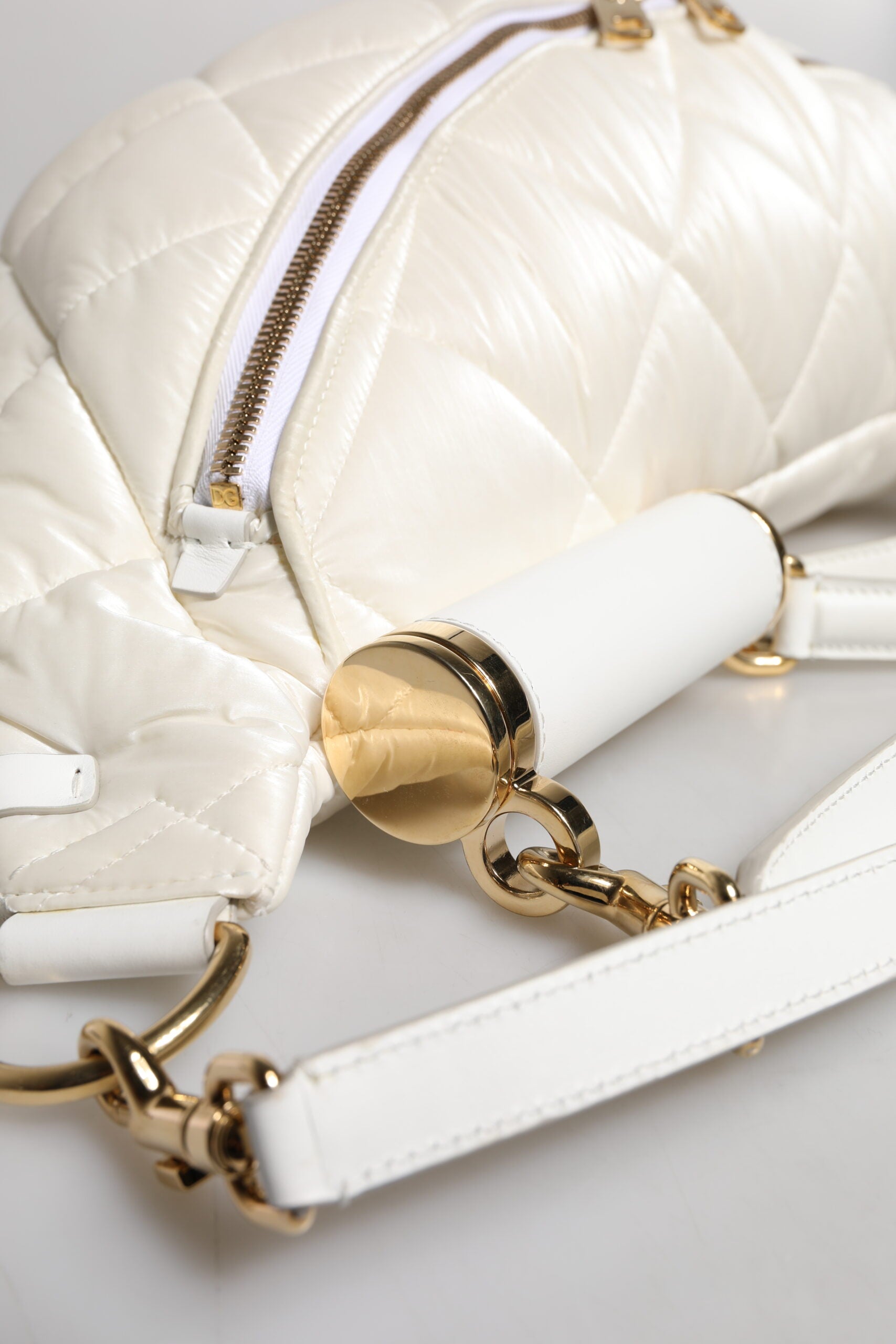 Dolce & Gabbana White Quilted Logo Plaque Belt Waist Fanny Pack Bag | Regal Royce