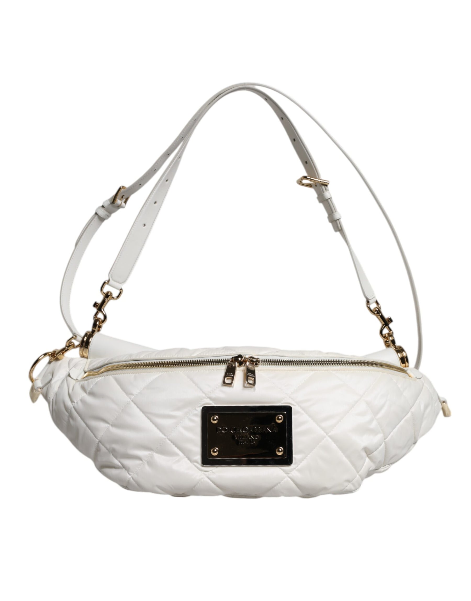 Dolce & Gabbana White Quilted Logo Plaque Belt Waist Fanny Pack Bag | Regal Royce