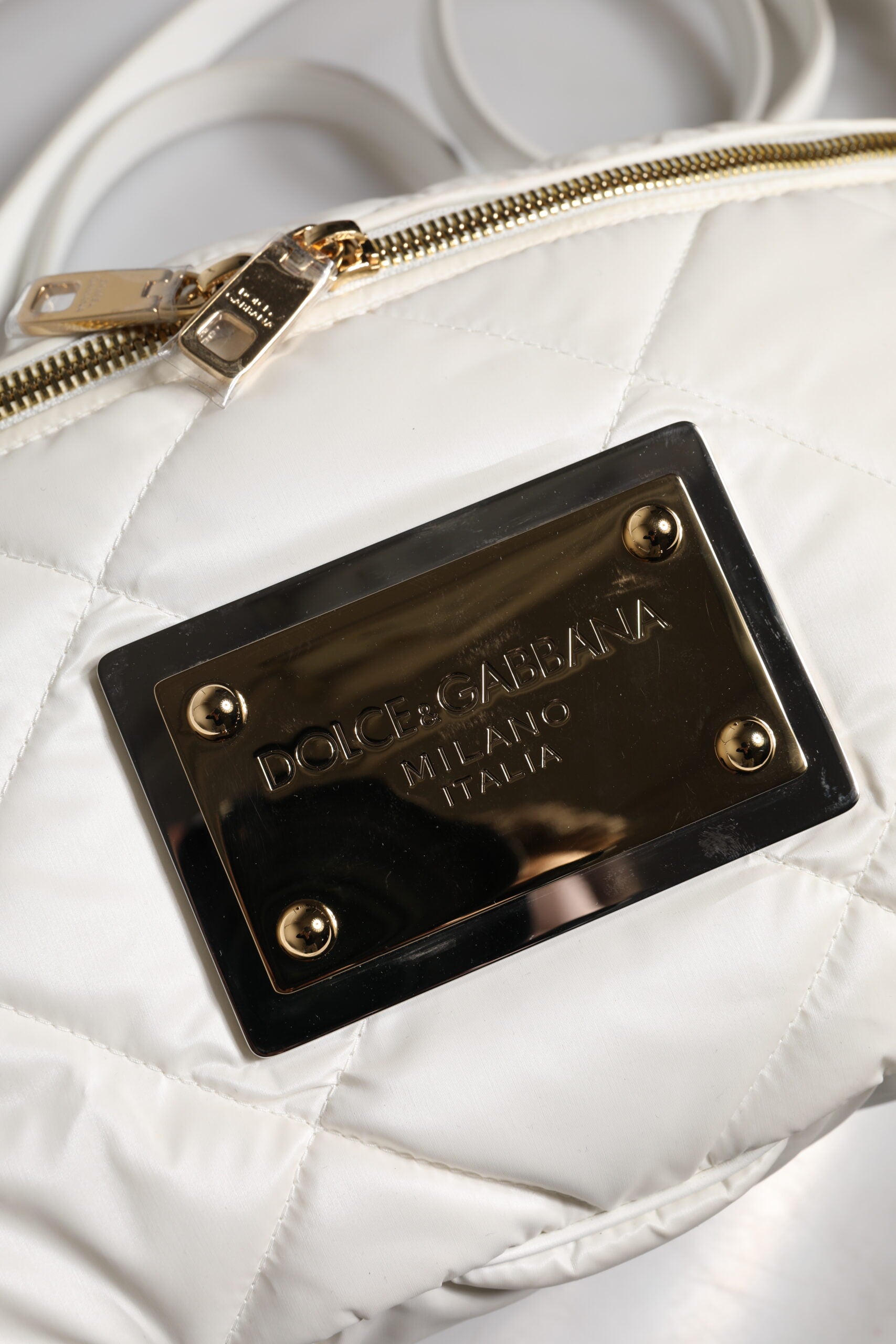 Dolce & Gabbana White Quilted Logo Plaque Belt Waist Fanny Pack Bag | Regal Royce