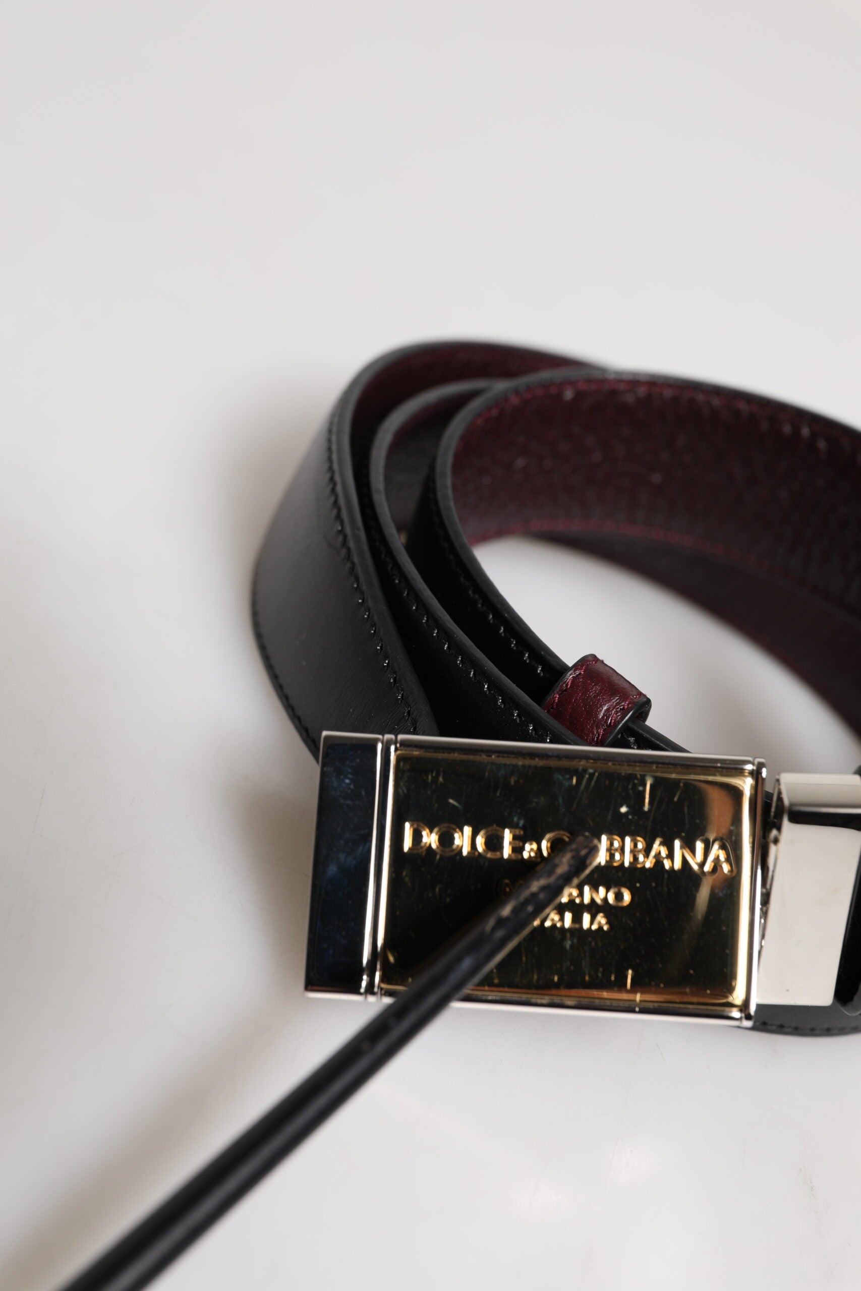 Dolce & Gabbana Black Brown Leather Metal Buckle Reversible Belt | Regal Royce