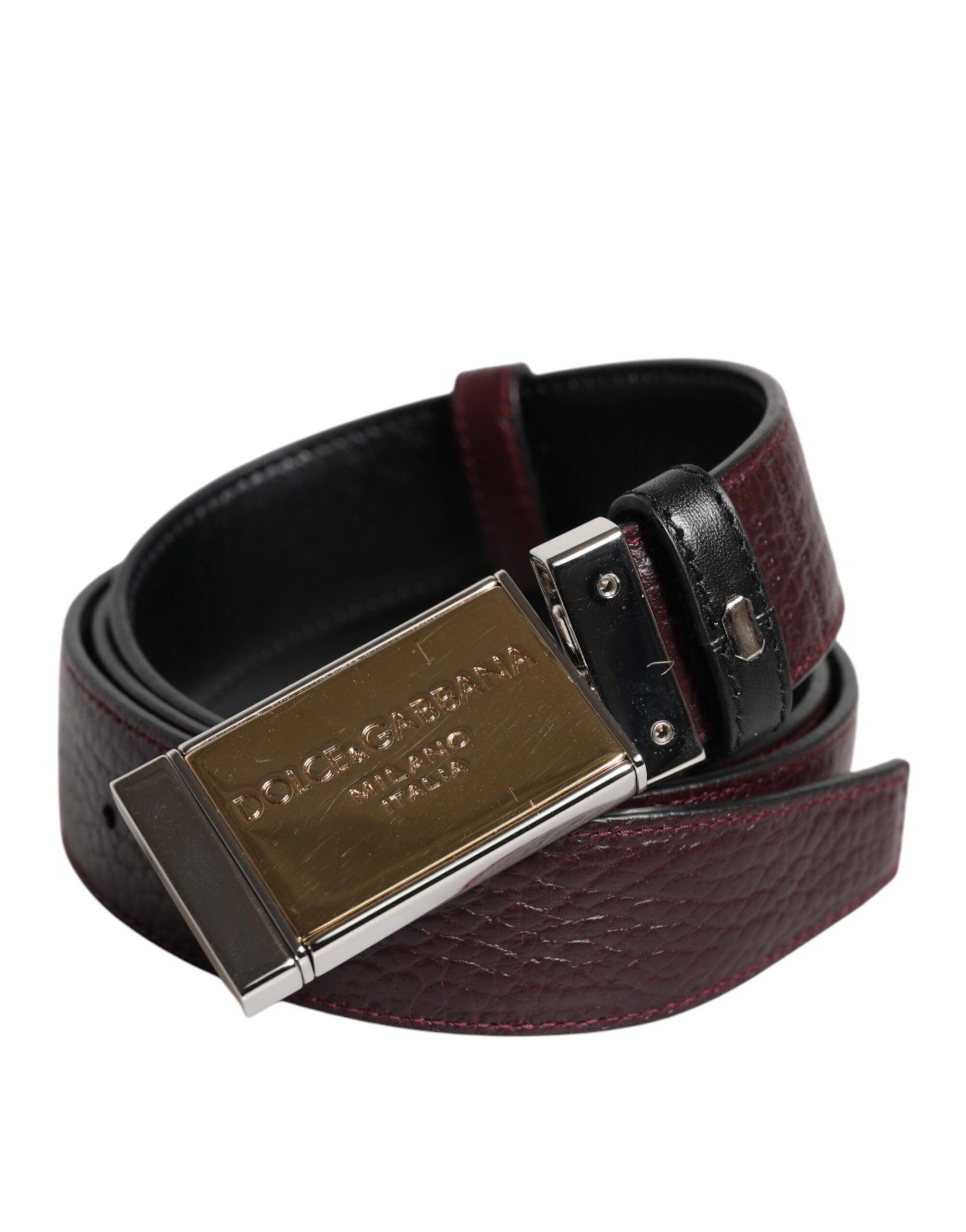 Dolce & Gabbana Black Brown Leather Metal Buckle Reversible Belt | Regal Royce