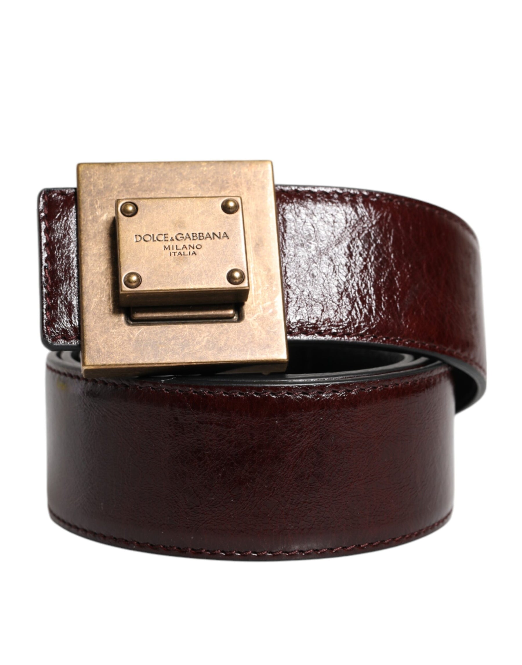 Dolce & Gabbana Brown Leather Gold Metal Buckle Classic Belt | Regal Royce